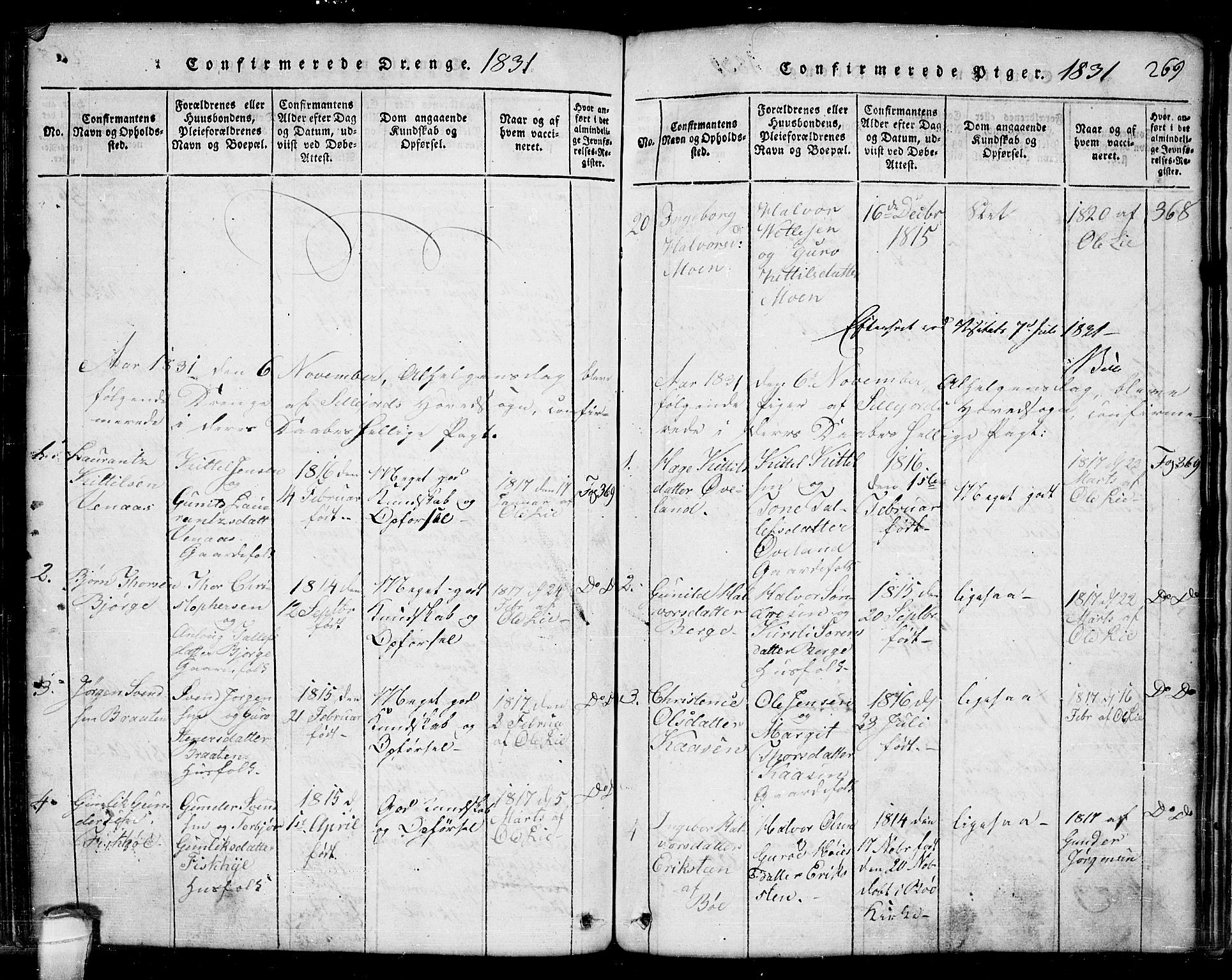 Seljord kirkebøker, AV/SAKO-A-20/G/Ga/L0001: Klokkerbok nr. I 1, 1815-1854, s. 269