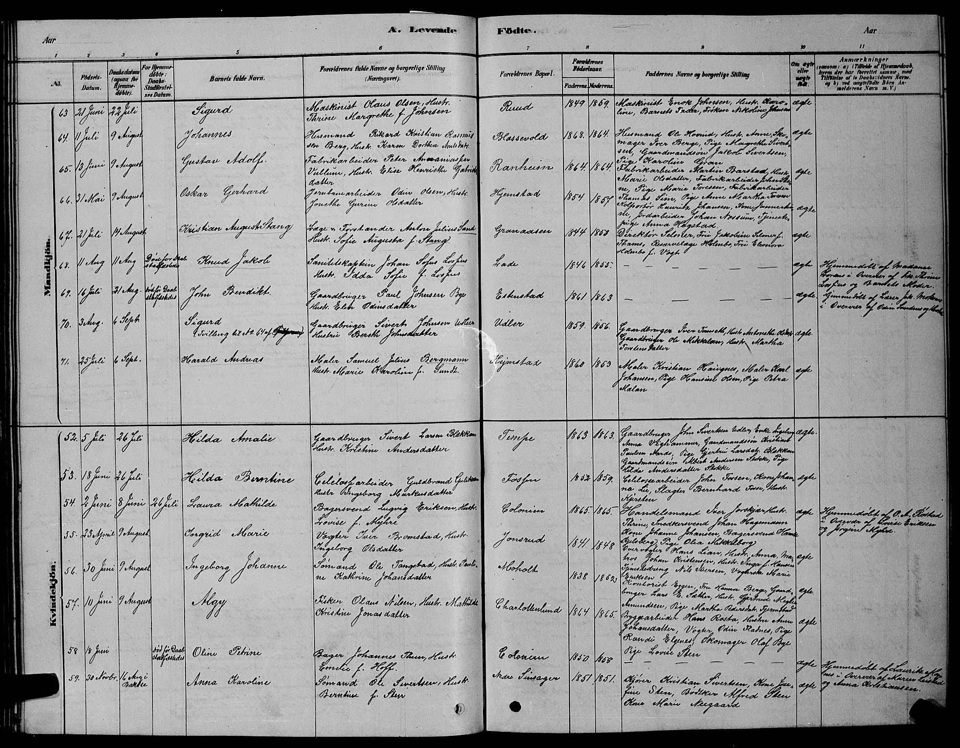 Ministerialprotokoller, klokkerbøker og fødselsregistre - Sør-Trøndelag, AV/SAT-A-1456/606/L0312: Klokkerbok nr. 606C08, 1878-1894