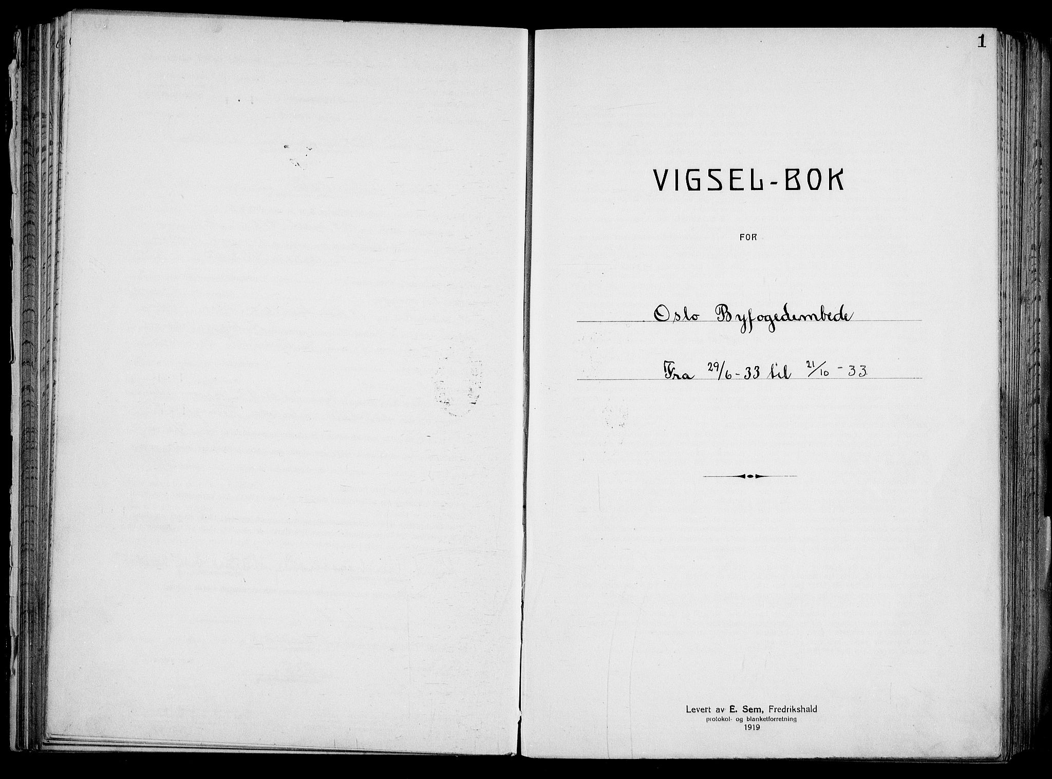 Oslo byfogd avd. I, SAO/A-10220/L/Lb/Lbb/L0023: Notarialprotokoll, rekke II: Vigsler, 1933-1934, s. 1a