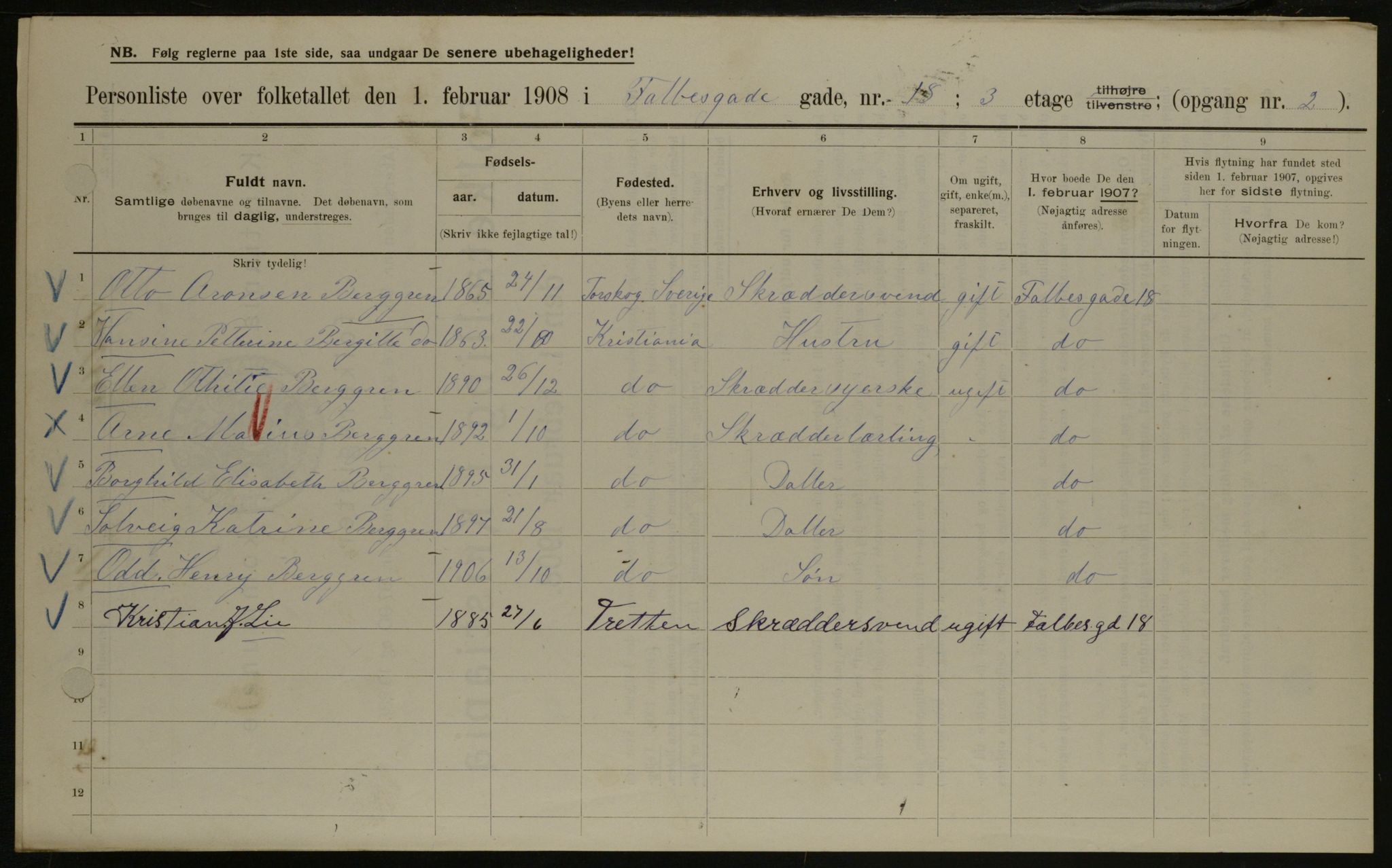 OBA, Kommunal folketelling 1.2.1908 for Kristiania kjøpstad, 1908, s. 21130