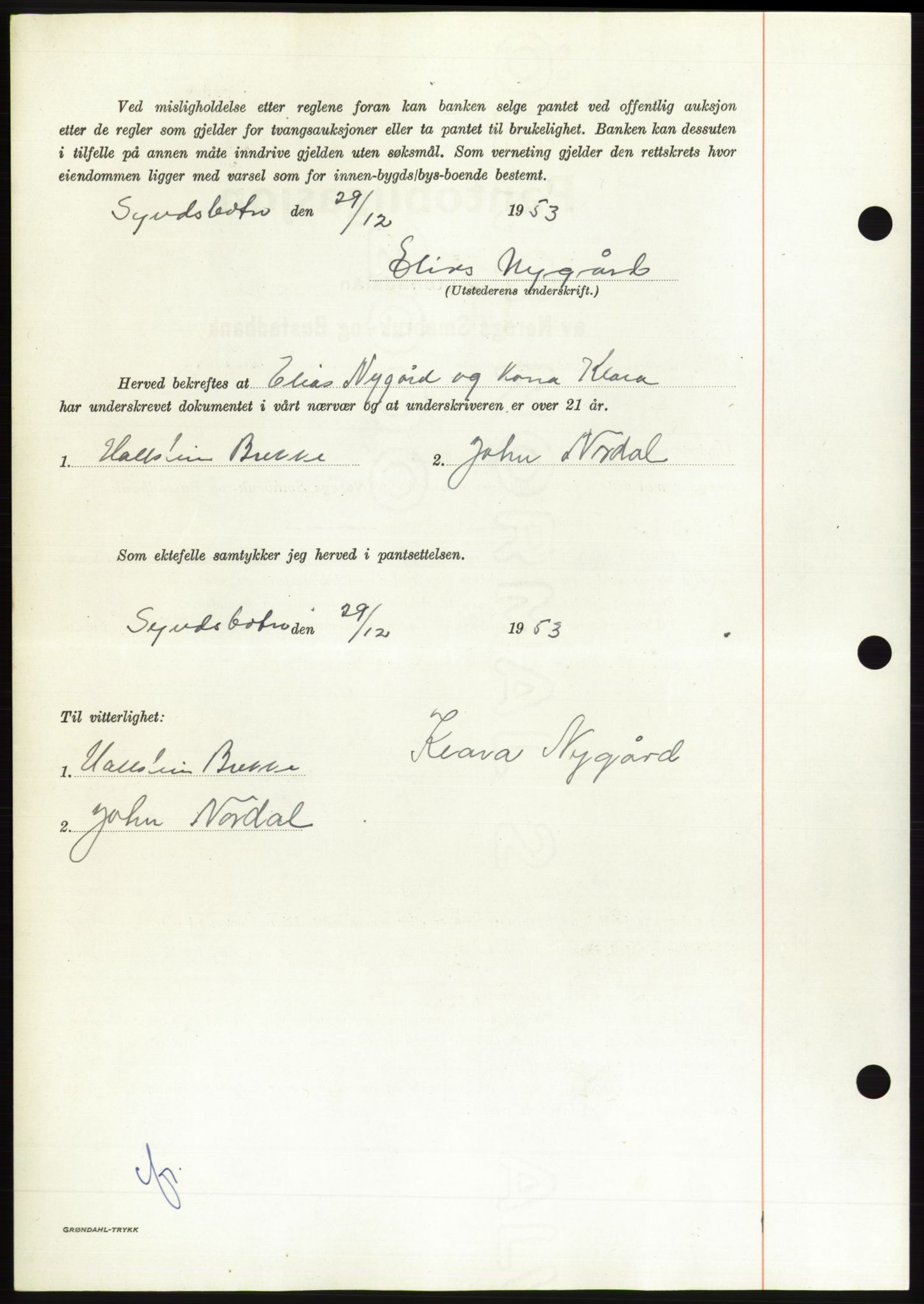 Søre Sunnmøre sorenskriveri, AV/SAT-A-4122/1/2/2C/L0124: Pantebok nr. 12B, 1953-1954, Dagboknr: 83/1954