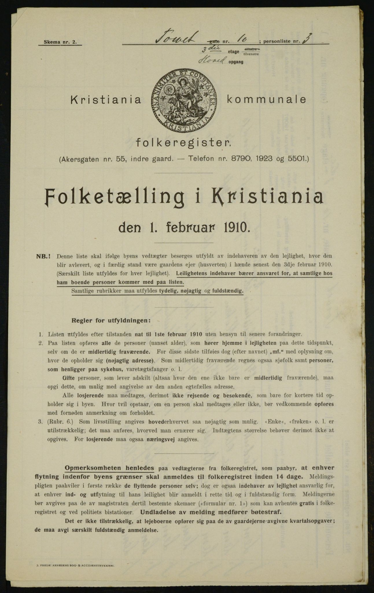 OBA, Kommunal folketelling 1.2.1910 for Kristiania, 1910, s. 109335