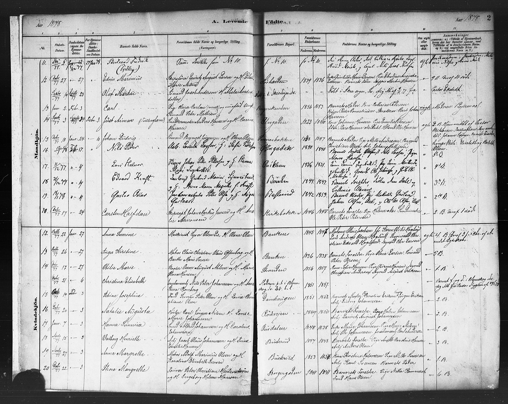 Halden prestekontor Kirkebøker, AV/SAO-A-10909/F/Fa/L0011: Ministerialbok nr. I 11, 1878-1889, s. 2