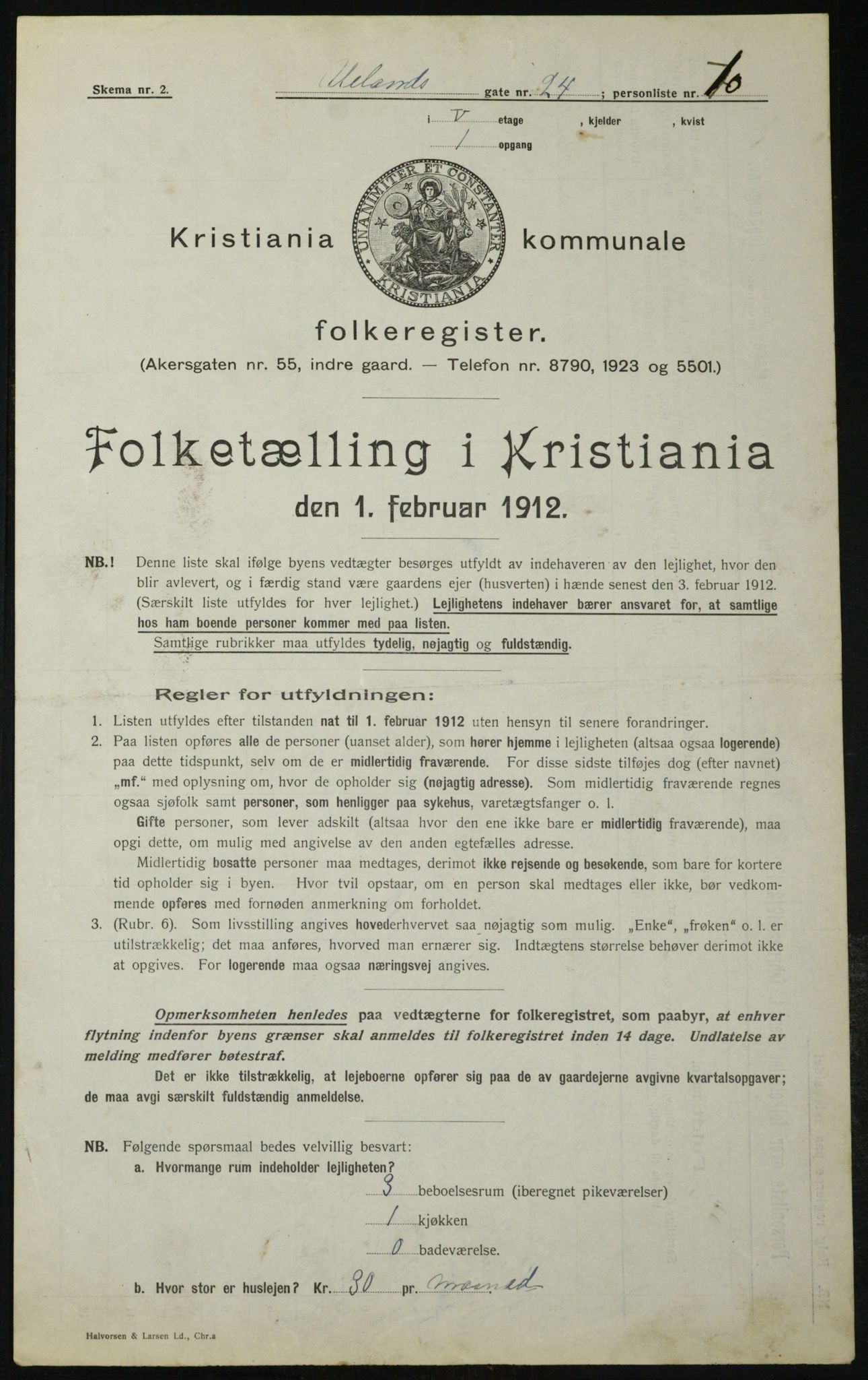 OBA, Kommunal folketelling 1.2.1912 for Kristiania, 1912, s. 118709