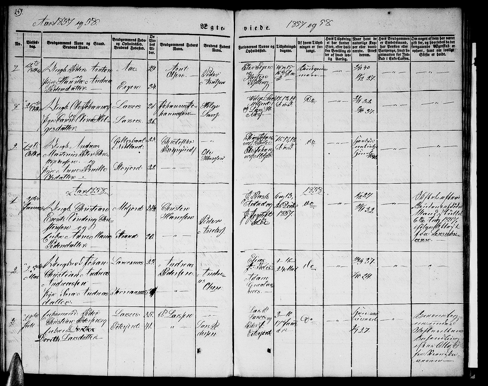 Ministerialprotokoller, klokkerbøker og fødselsregistre - Nordland, SAT/A-1459/846/L0652: Klokkerbok nr. 846C02, 1841-1871, s. 259