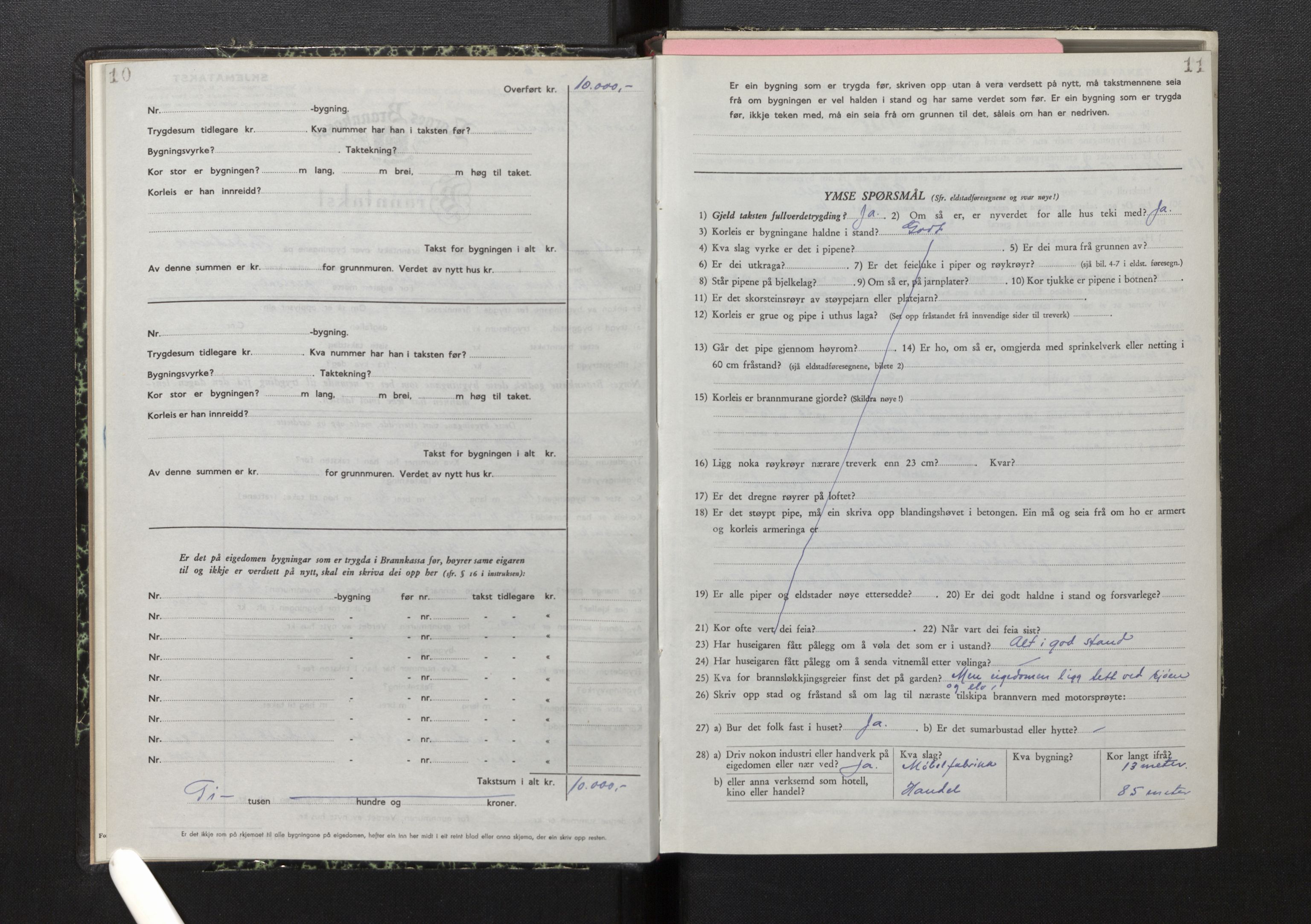Lensmannen i Davik, SAB/A-26801/0012/L0005: Branntakstprotokoll, skjematakst, 1950-1953, s. 10-11
