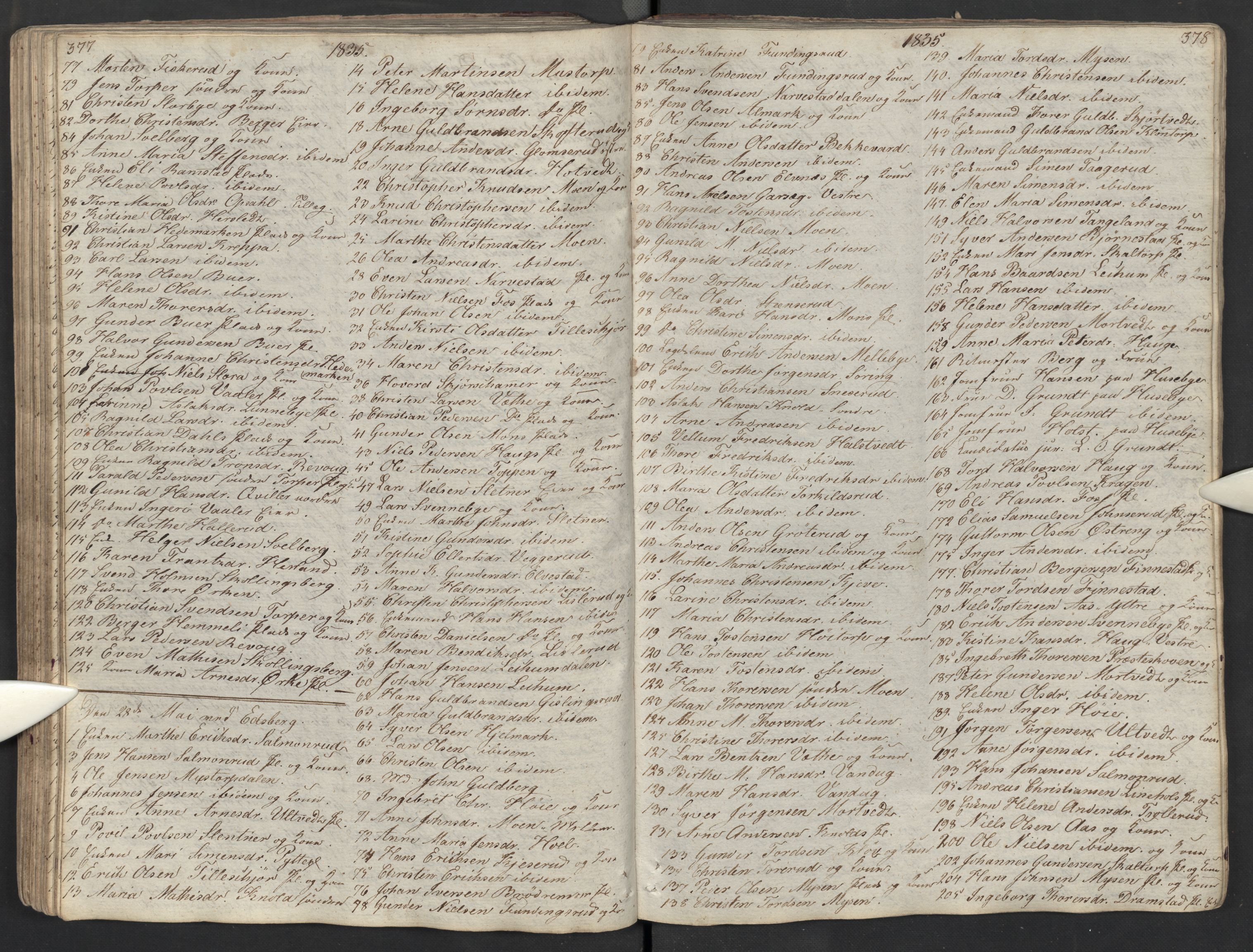 Eidsberg prestekontor Kirkebøker, AV/SAO-A-10905/M/Ma/L0002: Kommunikantprotokoll nr. I 2, 1821-1841, s. 377-378