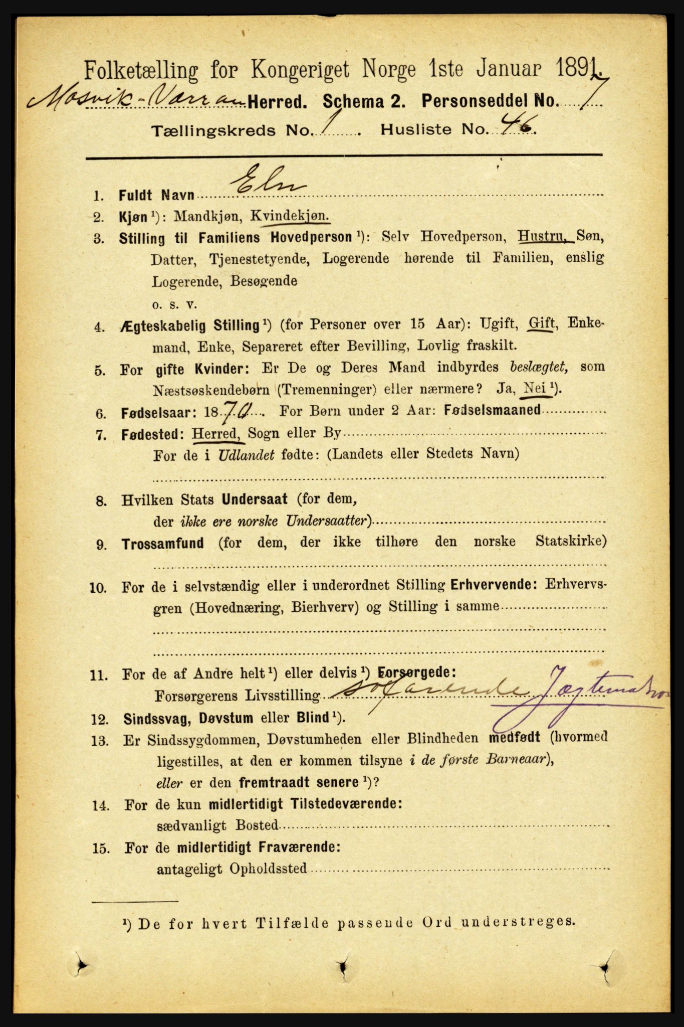 RA, Folketelling 1891 for 1723 Mosvik og Verran herred, 1891, s. 375