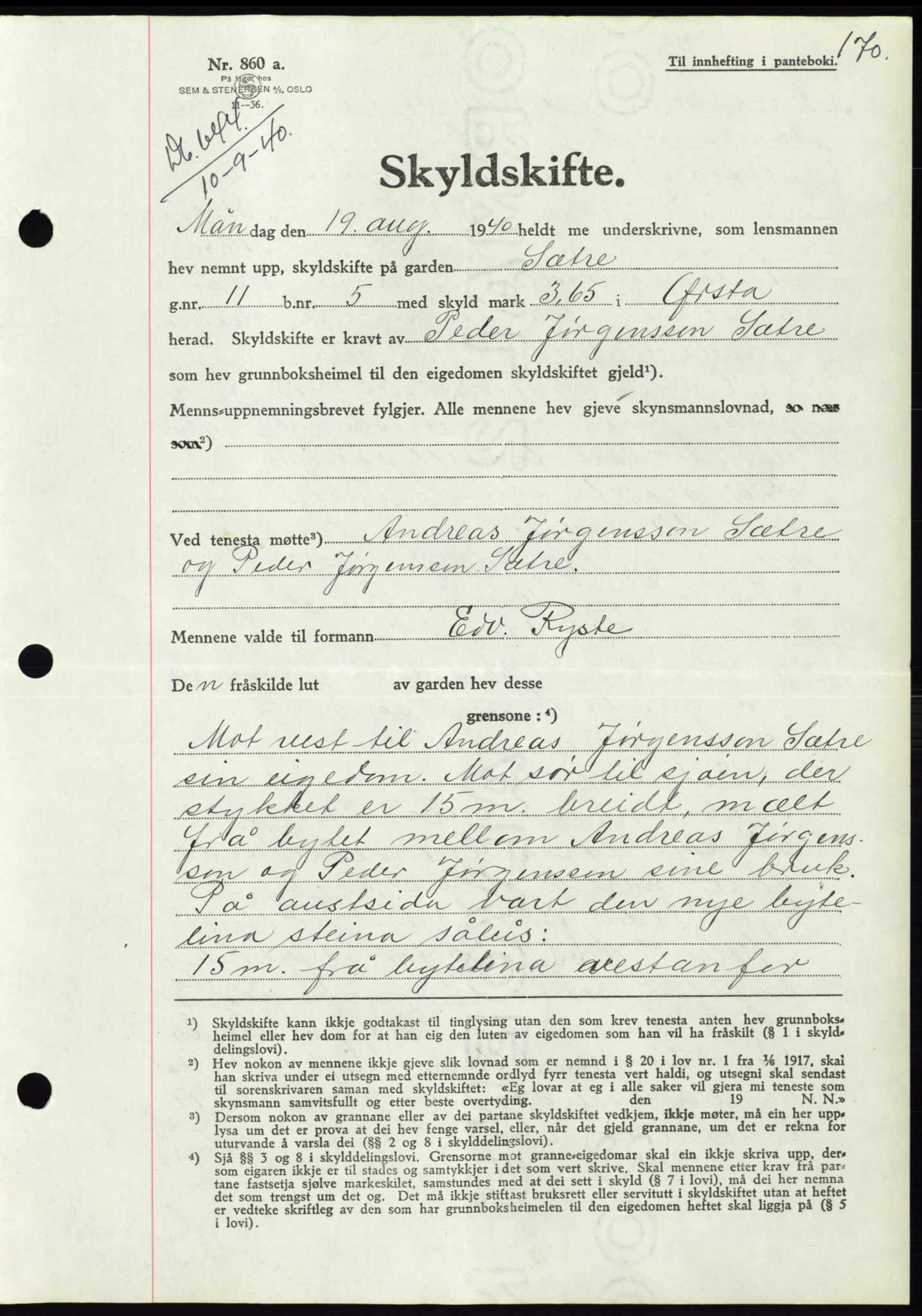 Søre Sunnmøre sorenskriveri, SAT/A-4122/1/2/2C/L0070: Pantebok nr. 64, 1940-1941, Dagboknr: 644/1940