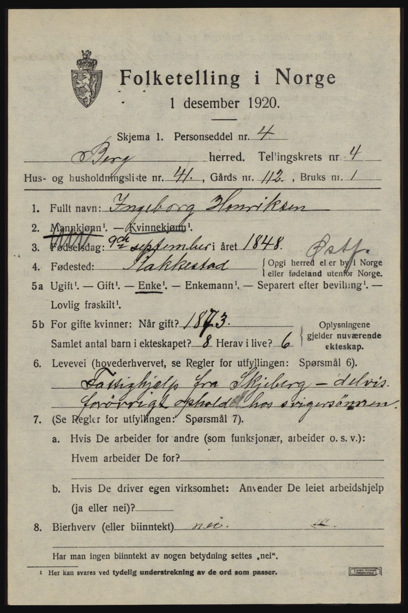 SAO, Folketelling 1920 for 0116 Berg herred, 1920, s. 8615