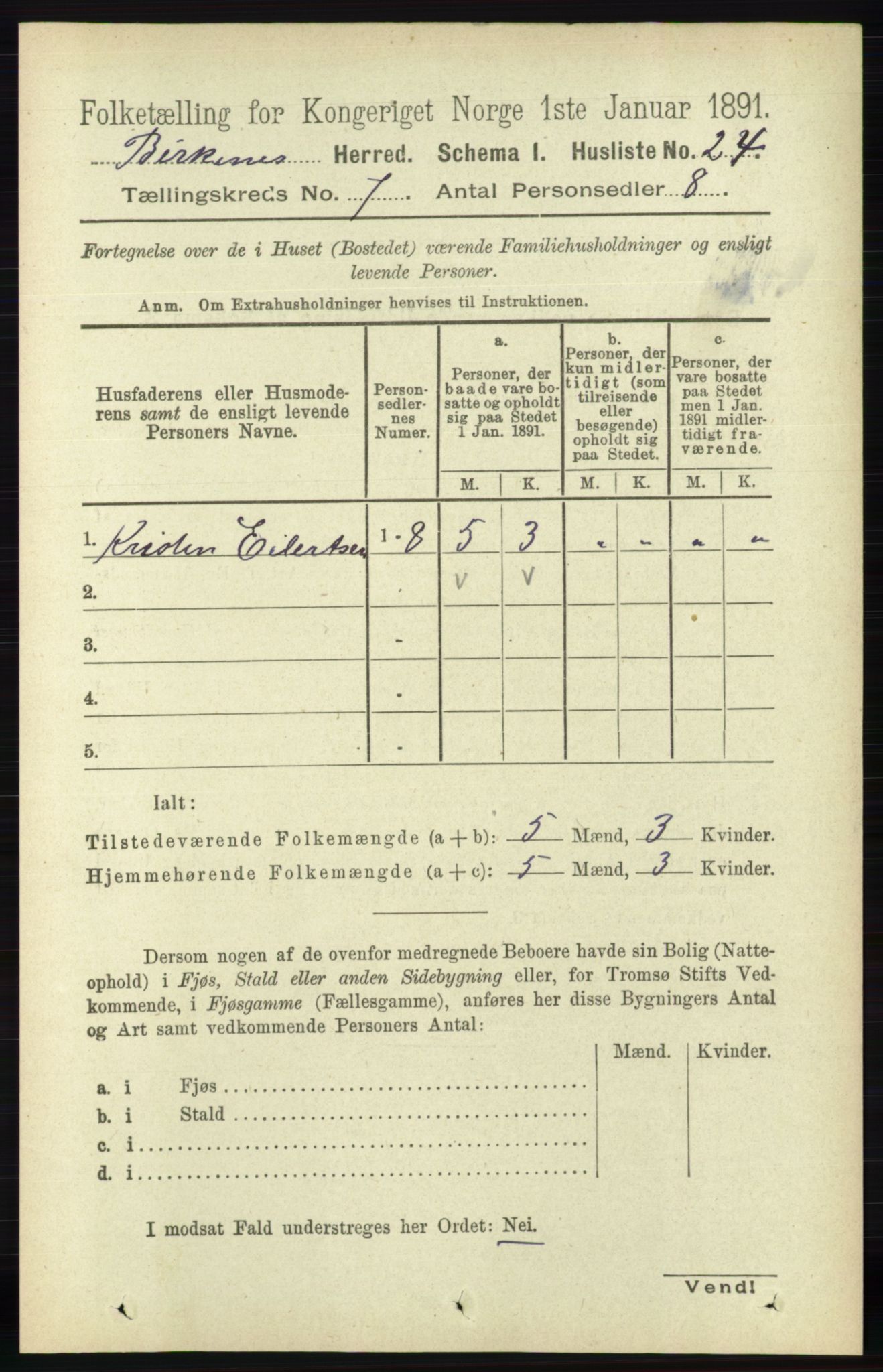 RA, Folketelling 1891 for 0928 Birkenes herred, 1891, s. 1965
