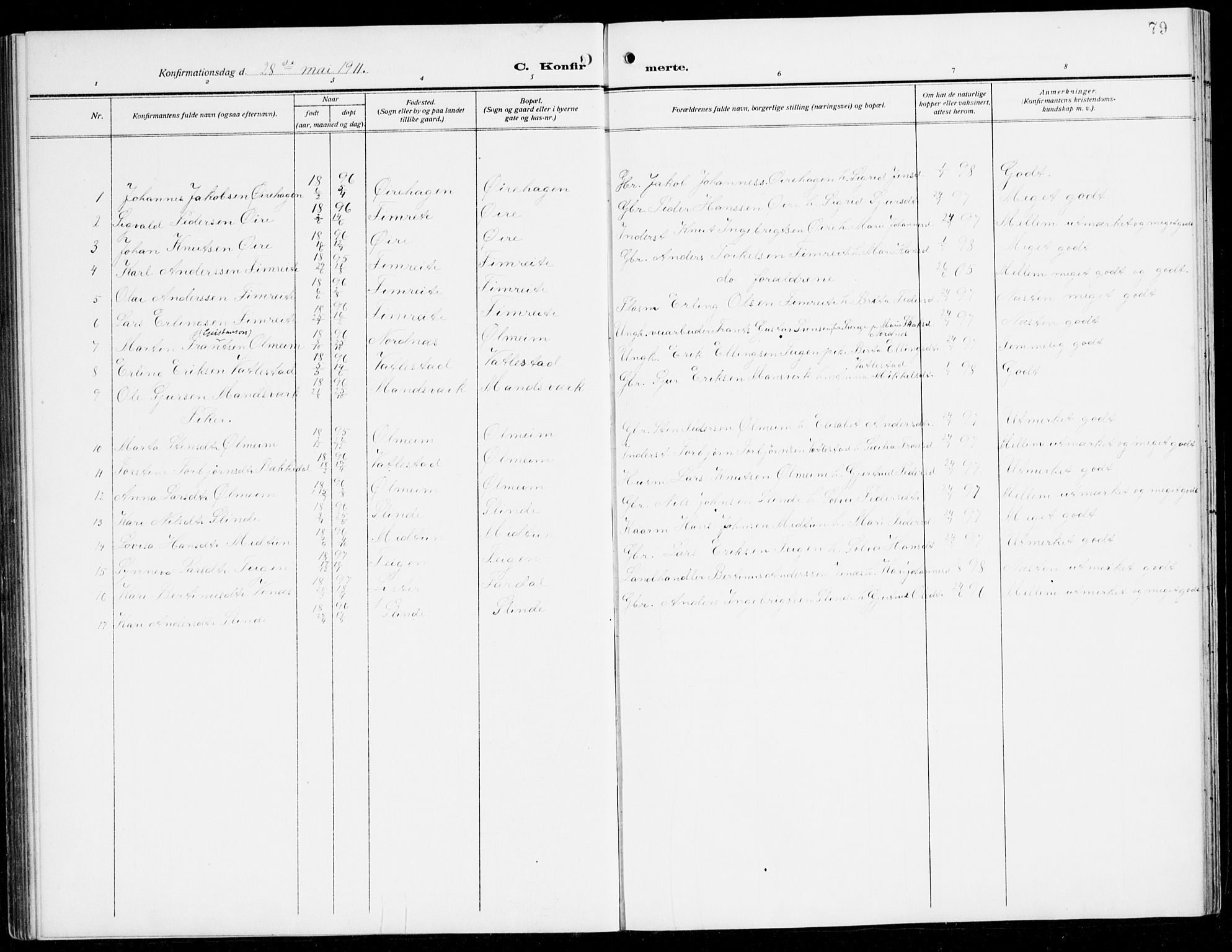 Sogndal sokneprestembete, AV/SAB-A-81301/H/Hab/Habc/L0003: Klokkerbok nr. C 3, 1911-1942, s. 79
