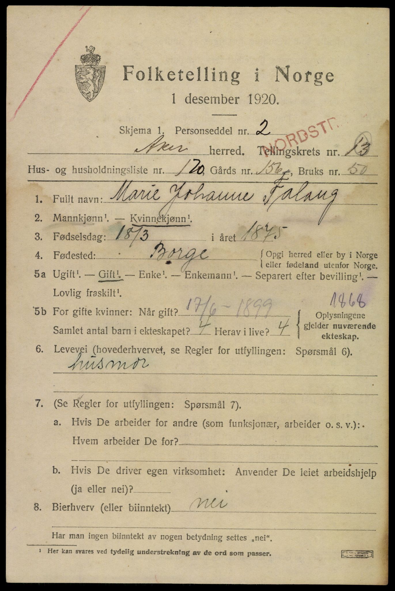 SAO, Folketelling 1920 for 0218 Aker herred, 1920, s. 81630