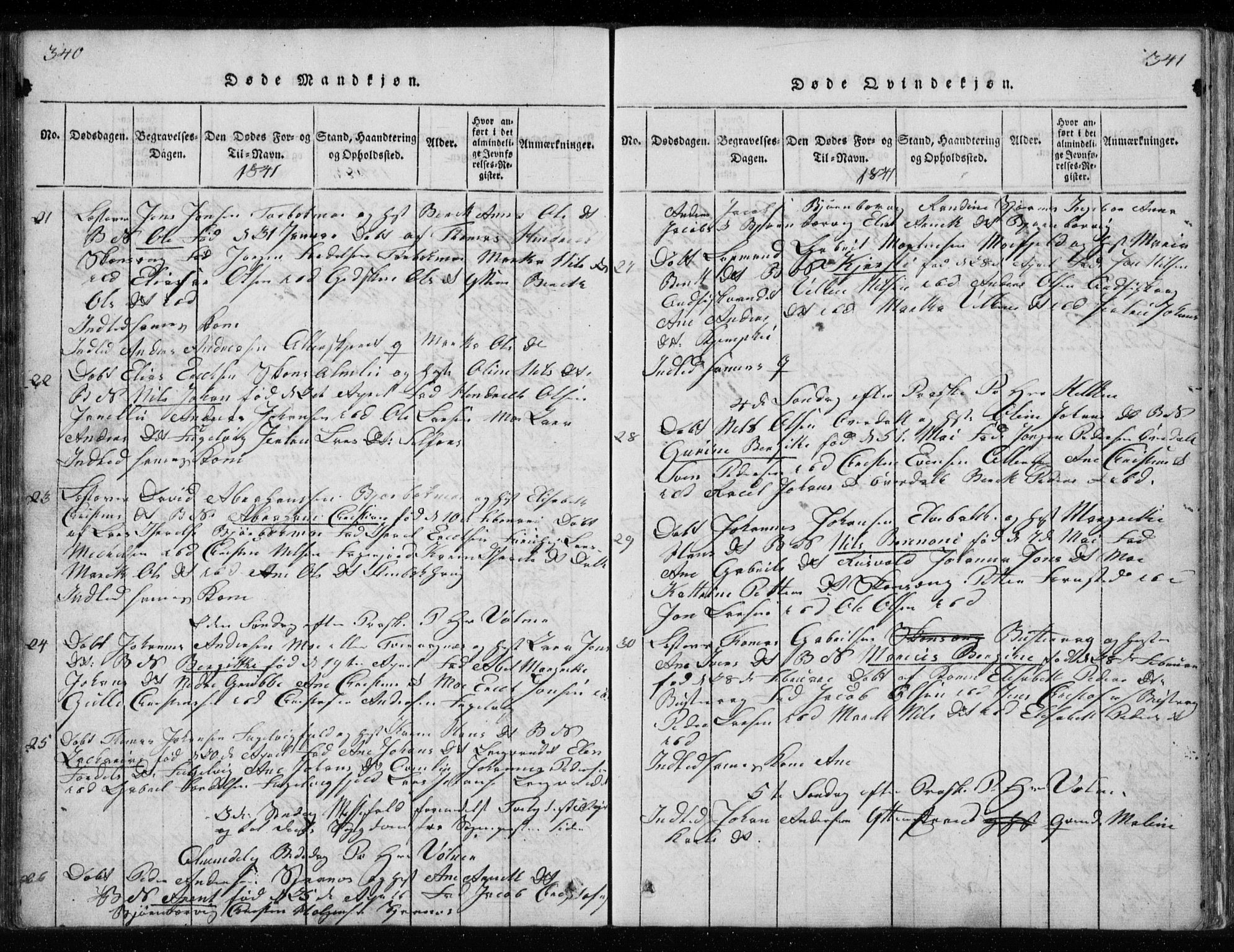 Ministerialprotokoller, klokkerbøker og fødselsregistre - Nordland, AV/SAT-A-1459/827/L0412: Klokkerbok nr. 827C01, 1820-1841, s. 340-341