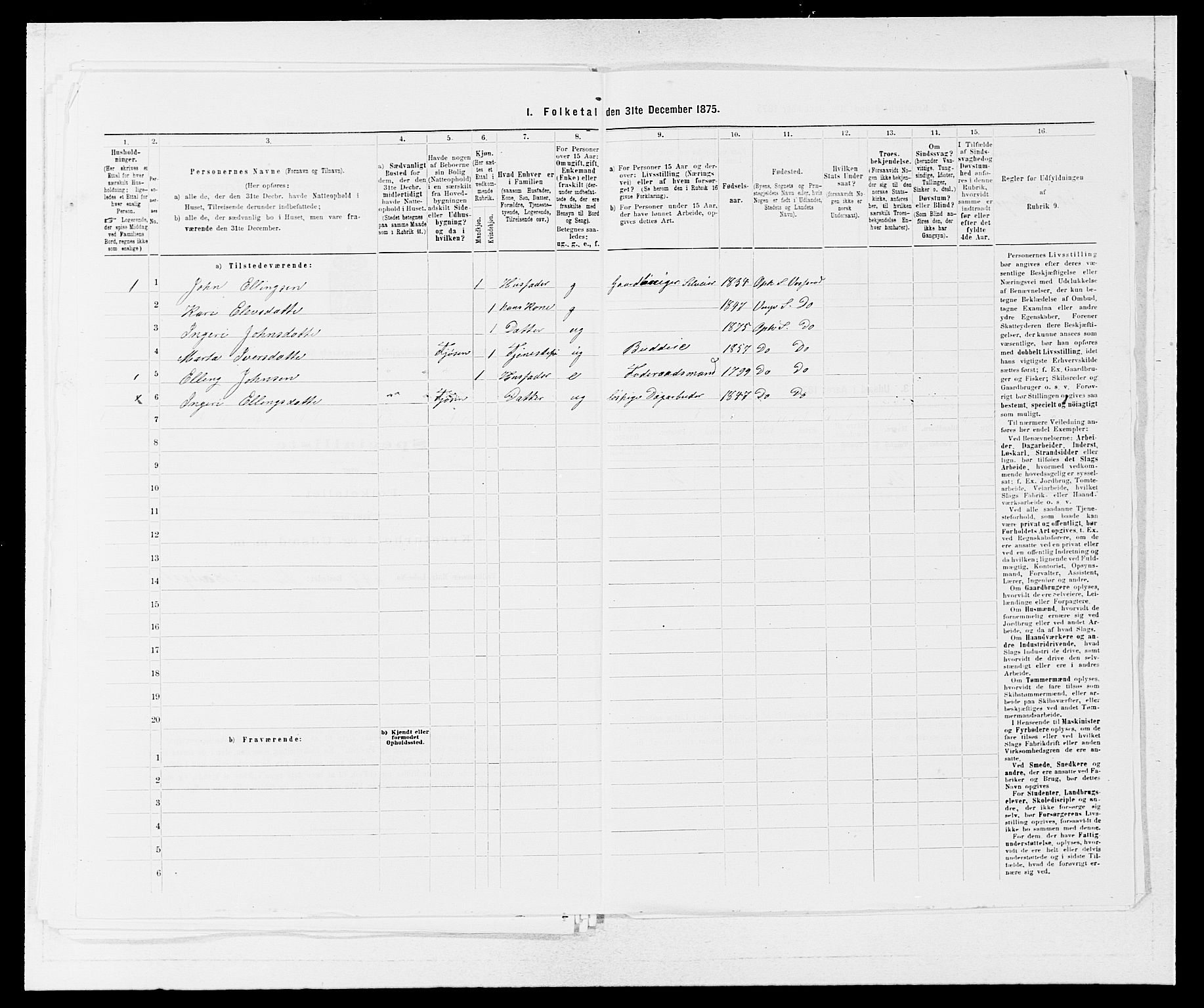 SAB, Folketelling 1875 for 1236P Vossestrand prestegjeld, 1875, s. 540