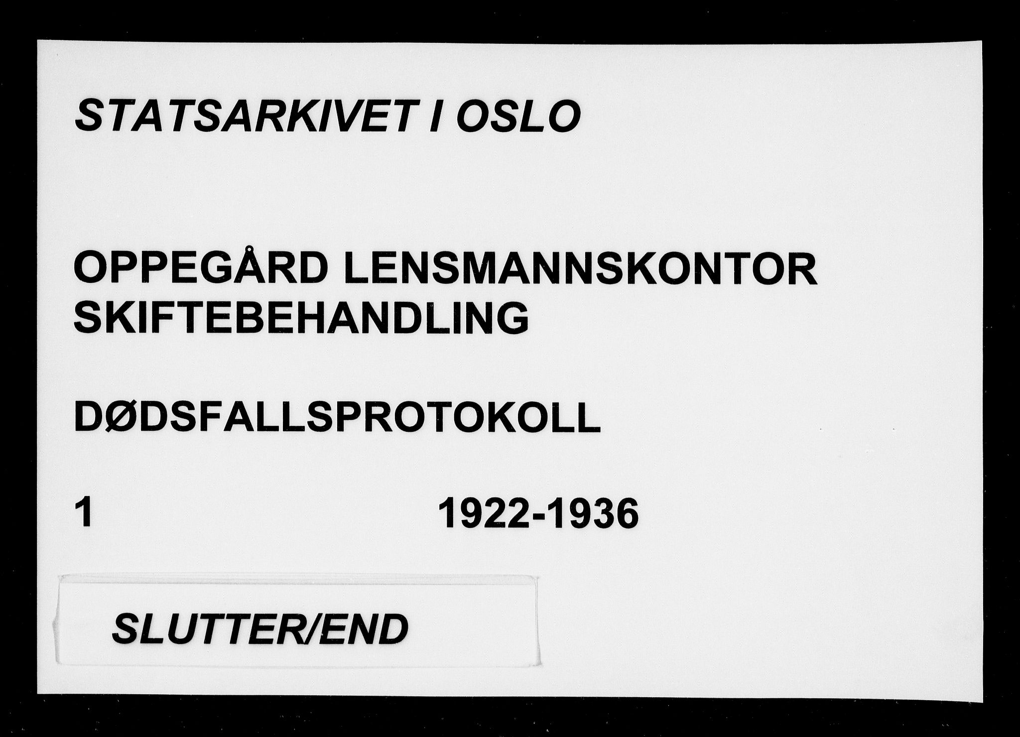 Oppegård lensmannskontor, AV/SAO-A-10186/H/Ha/L0001: Dødsfallsprotokoll, 1922-1936