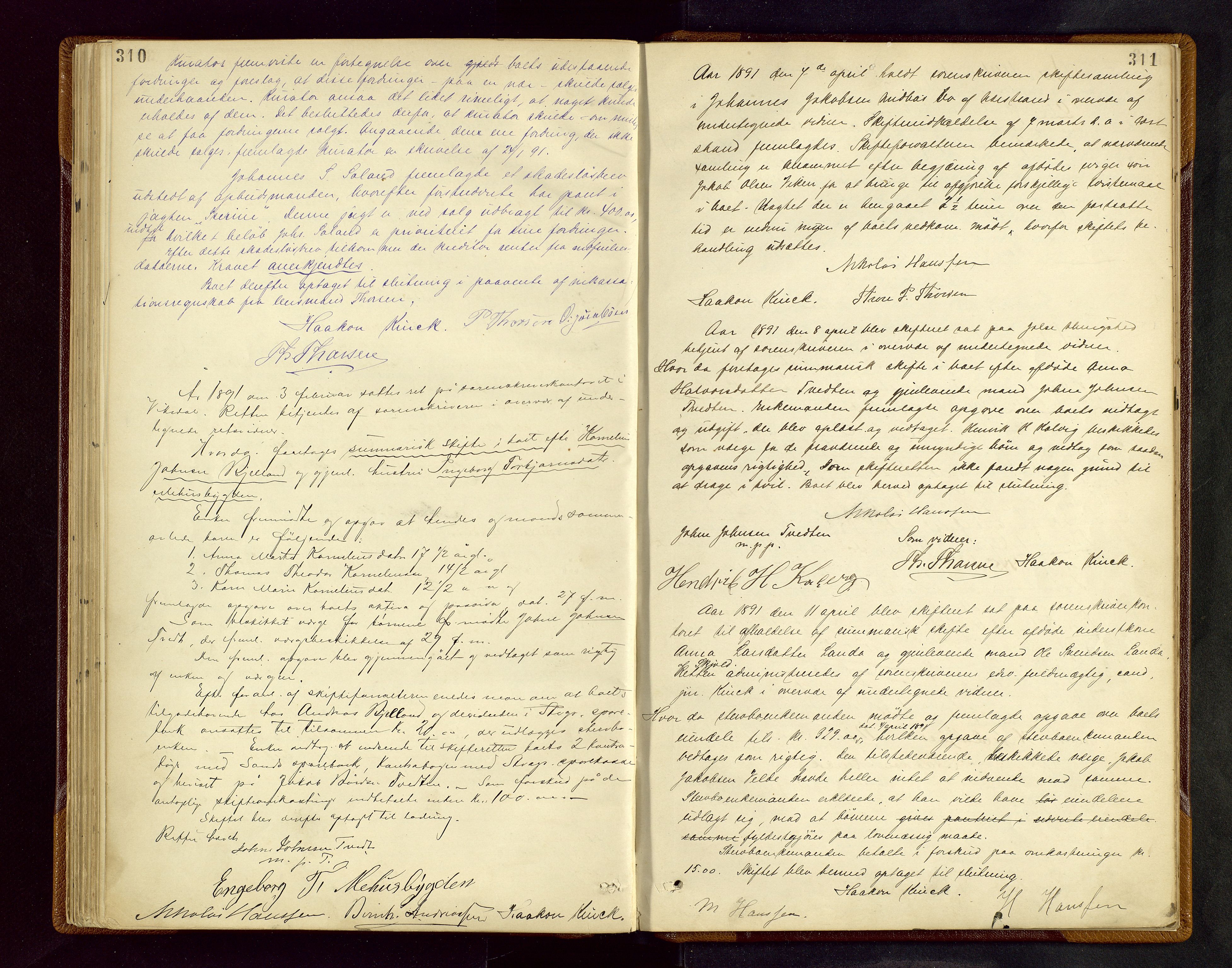 Ryfylke tingrett, AV/SAST-A-100055/001/IV/IVF/L0005: Skifteforhandlingsprotokoll A 5, 1885-1892, s. 310-311