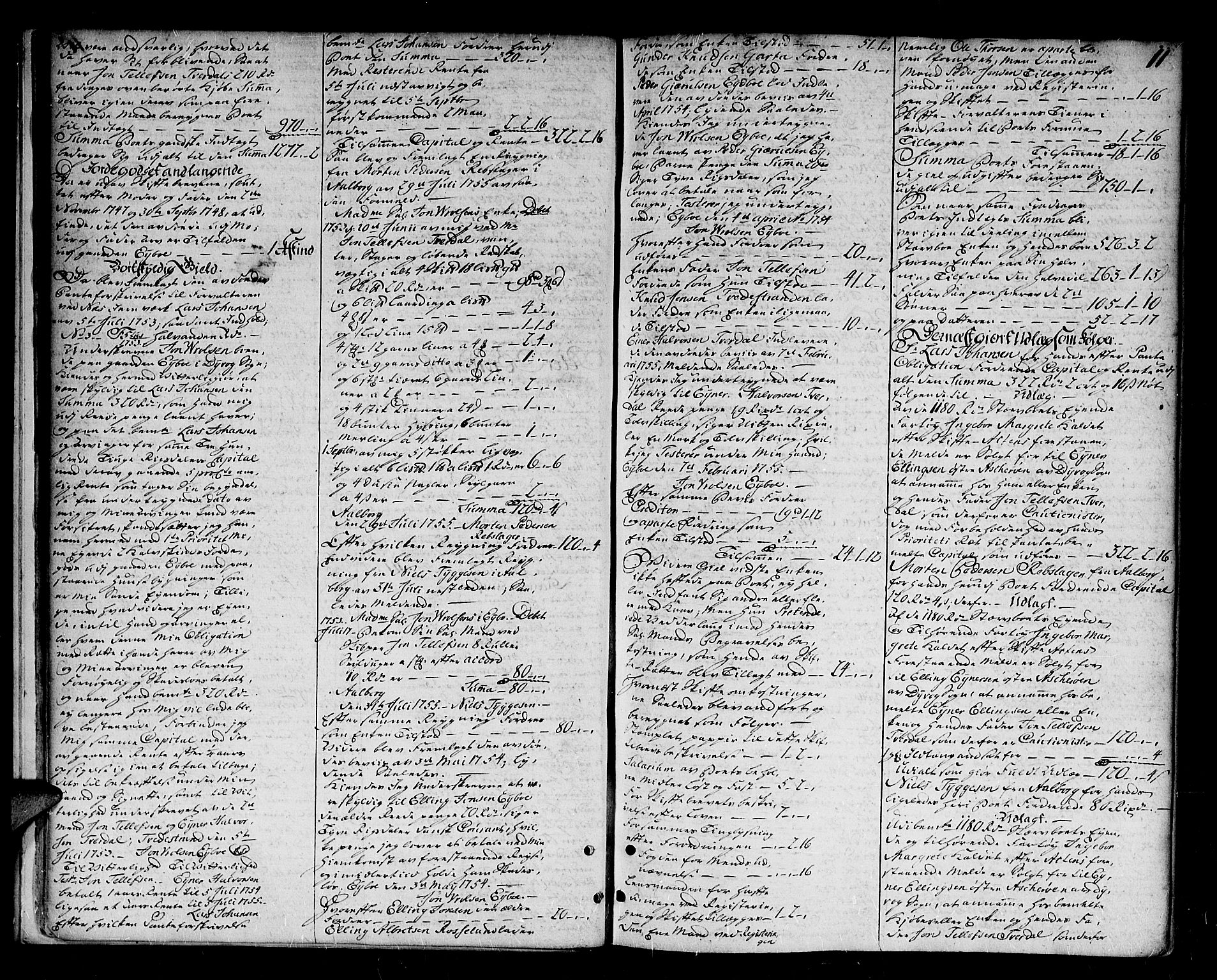 Nedenes sorenskriveri før 1824, AV/SAK-1221-0007/H/Hc/L0026: Skifteprotokoll med register nr 19a, 1755-1760, s. 10b-11a