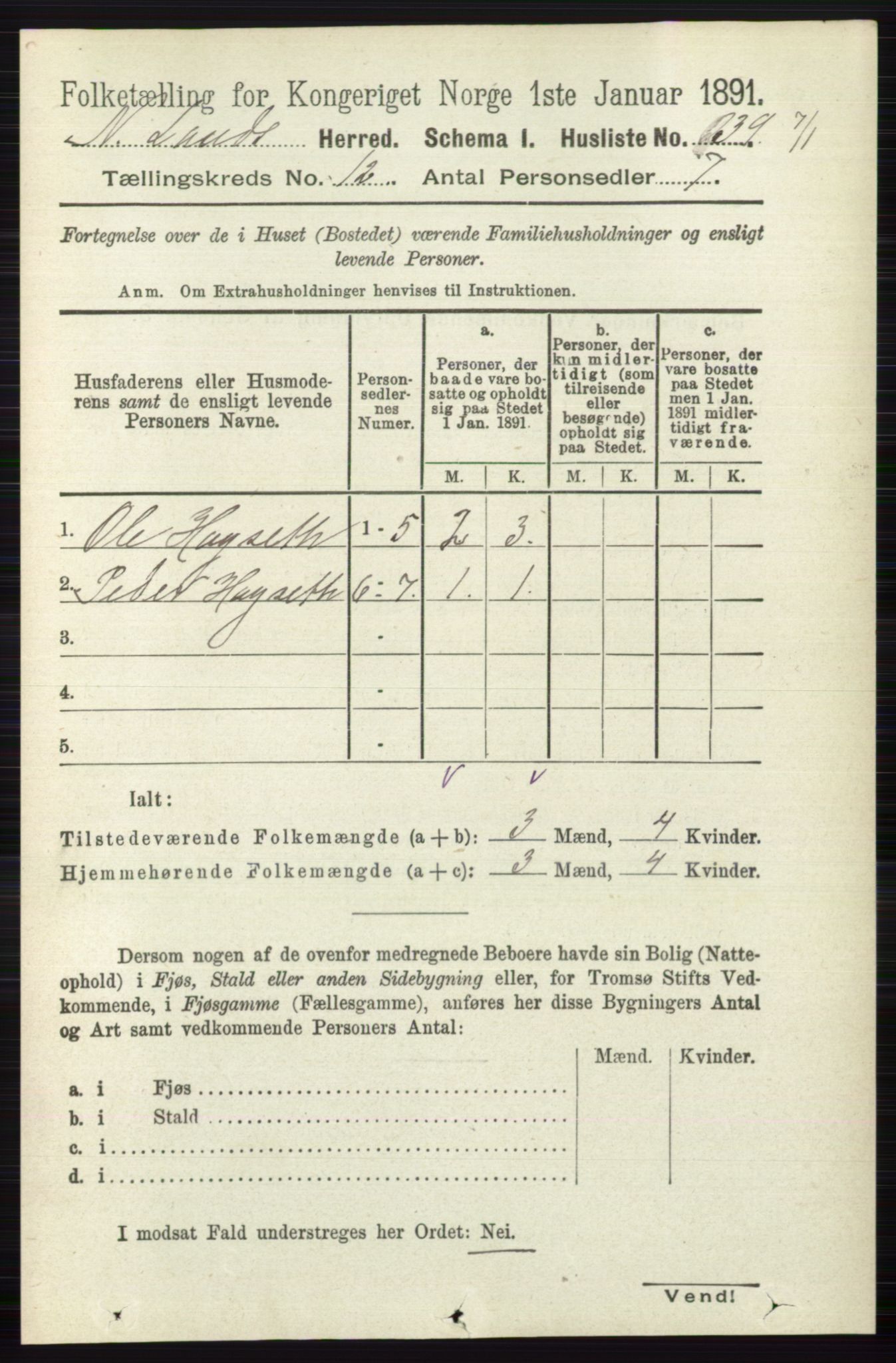 RA, Folketelling 1891 for 0538 Nordre Land herred, 1891, s. 3217