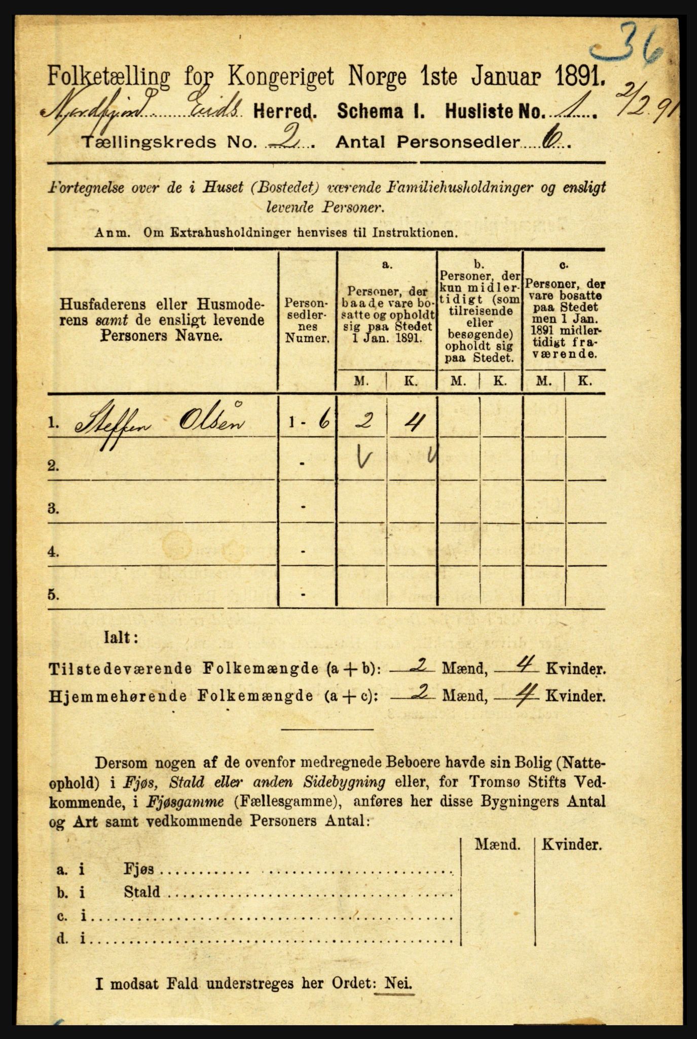 RA, Folketelling 1891 for 1443 Eid herred, 1891, s. 279