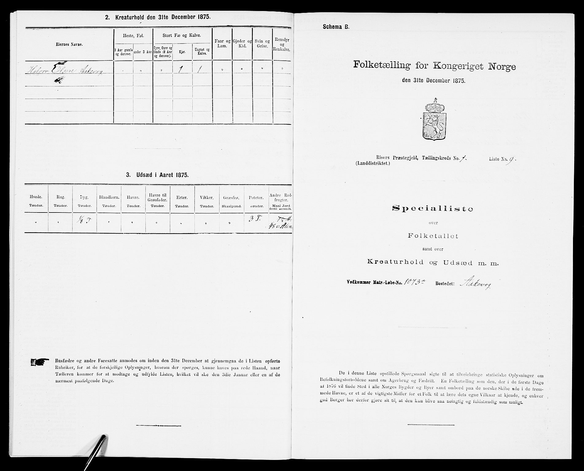 SAK, Folketelling 1875 for 0913L Risør prestegjeld, Søndeled sokn, 1875, s. 66