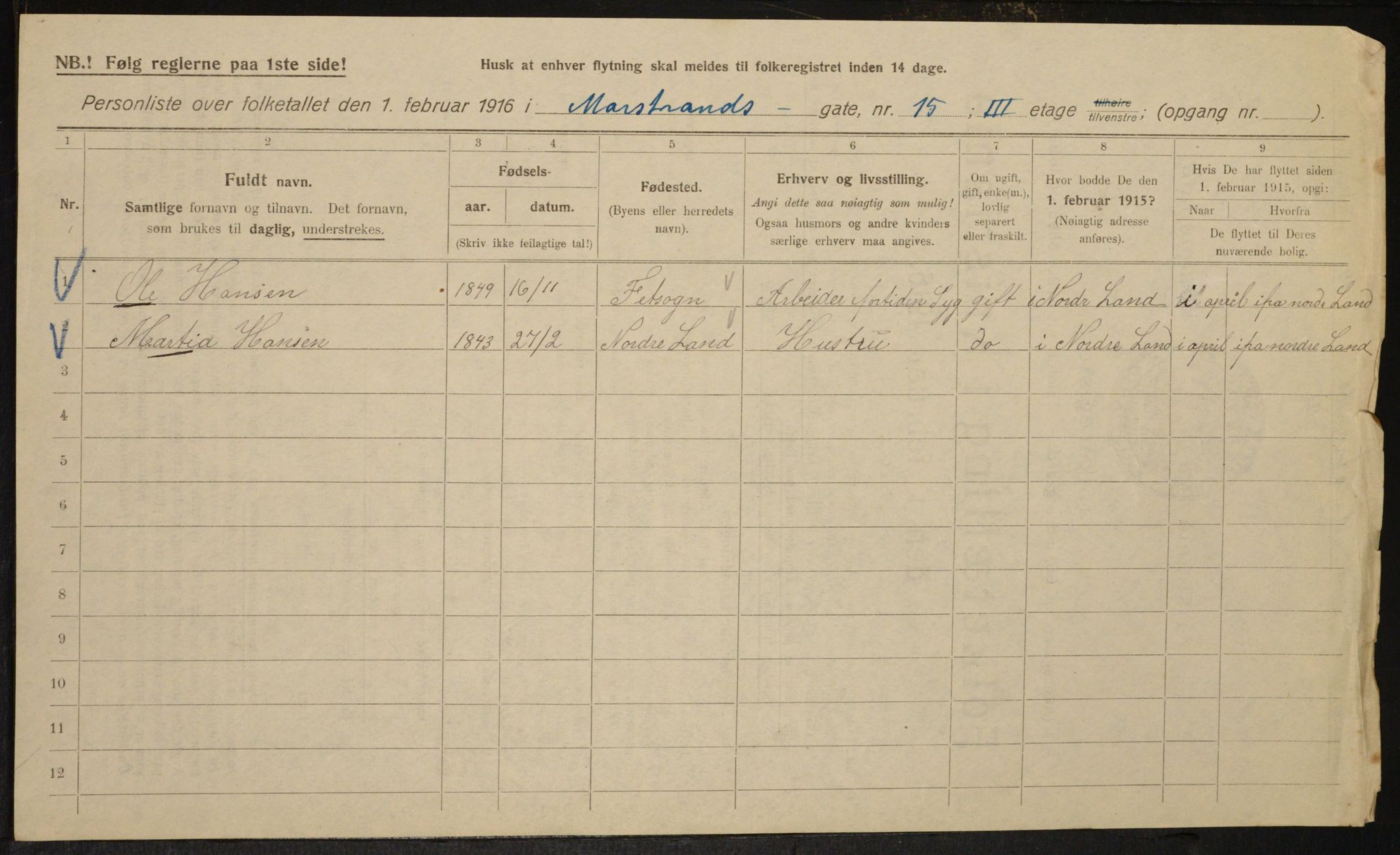 OBA, Kommunal folketelling 1.2.1916 for Kristiania, 1916, s. 66414