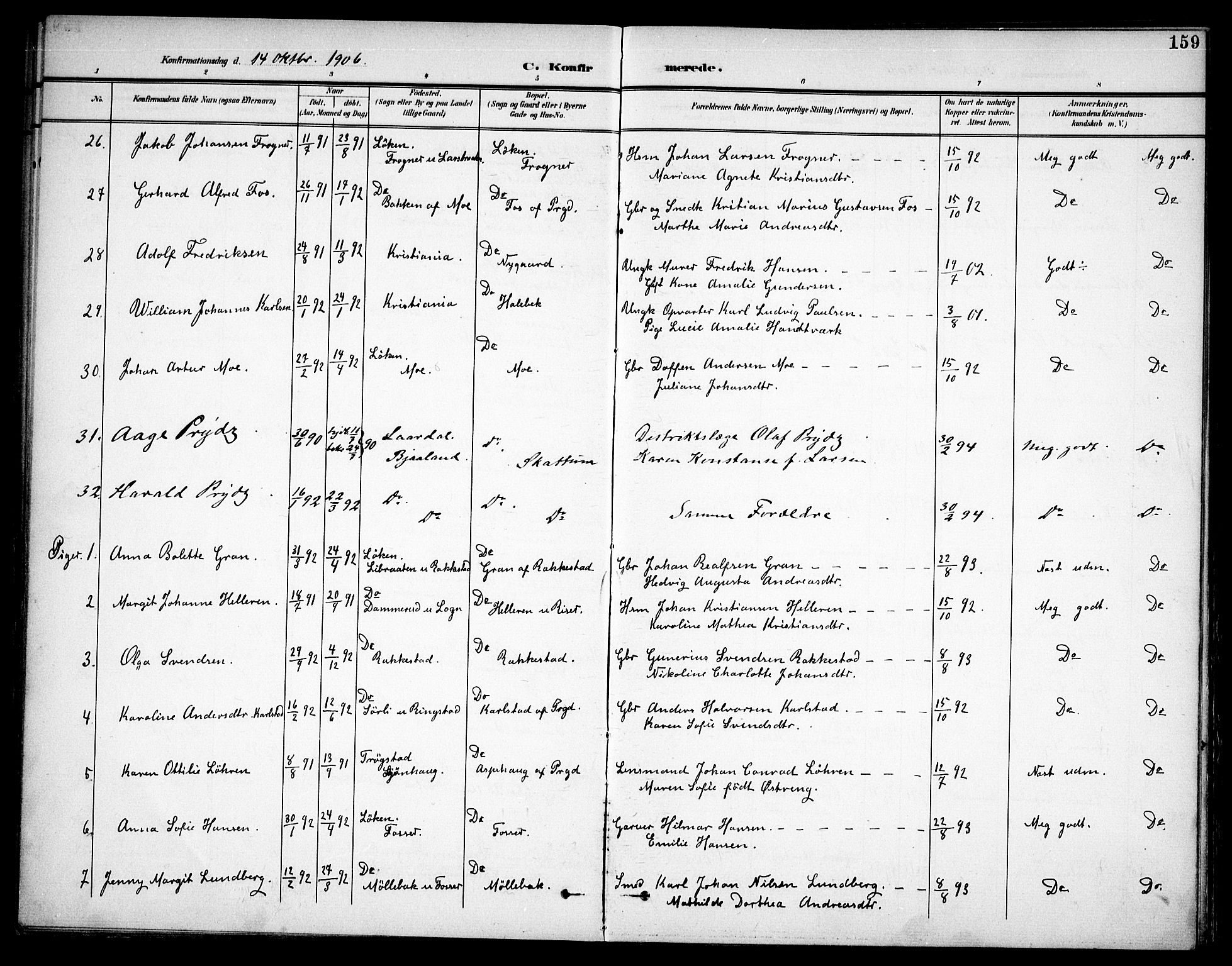 Høland prestekontor Kirkebøker, SAO/A-10346a/F/Fa/L0015: Ministerialbok nr. I 15, 1897-1912, s. 159