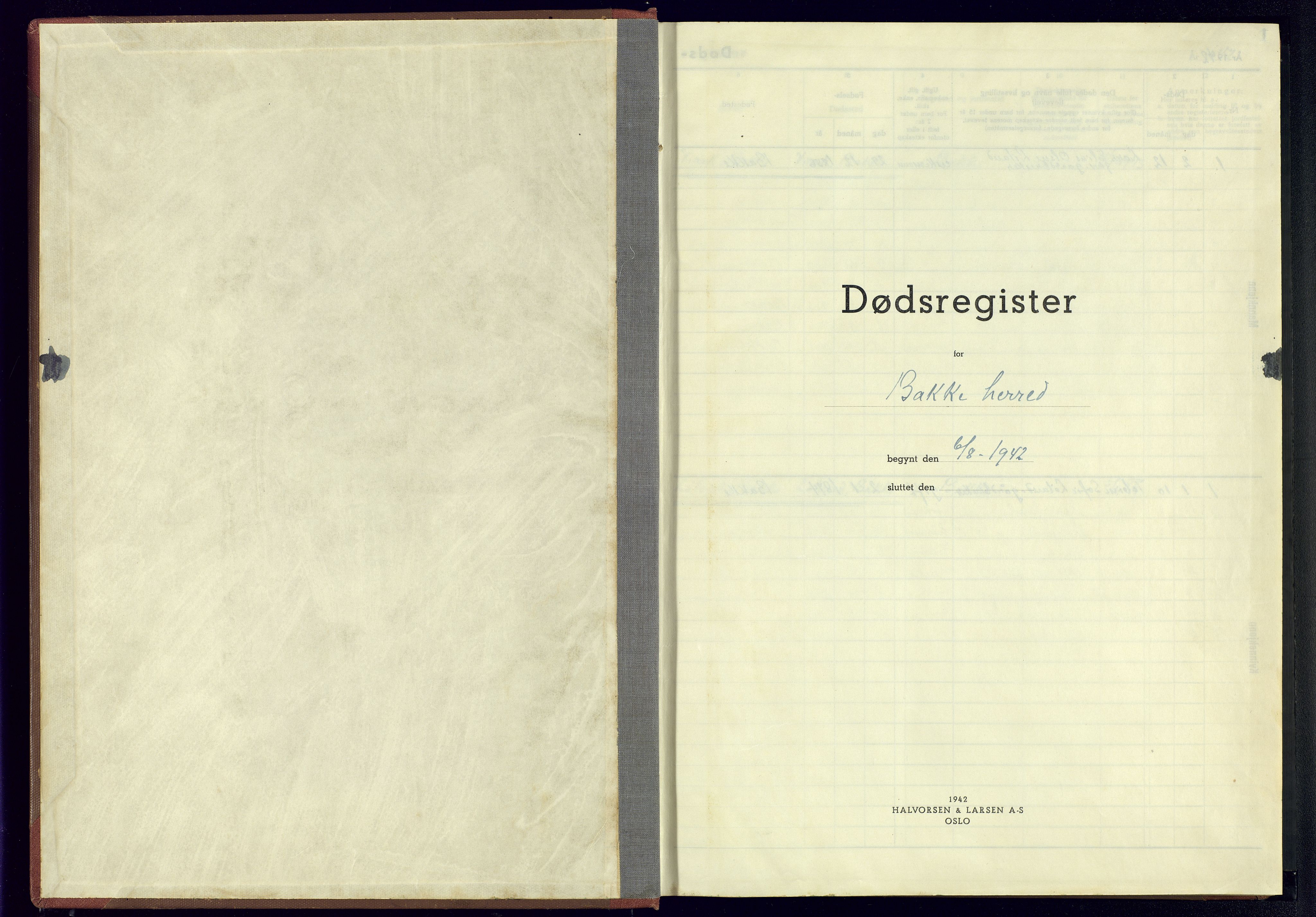 Bakke sokneprestkontor, SAK/1111-0002/J/Jb/L0006: A-VI-17 - Dødsfallsregister Bakke, 1942-1945