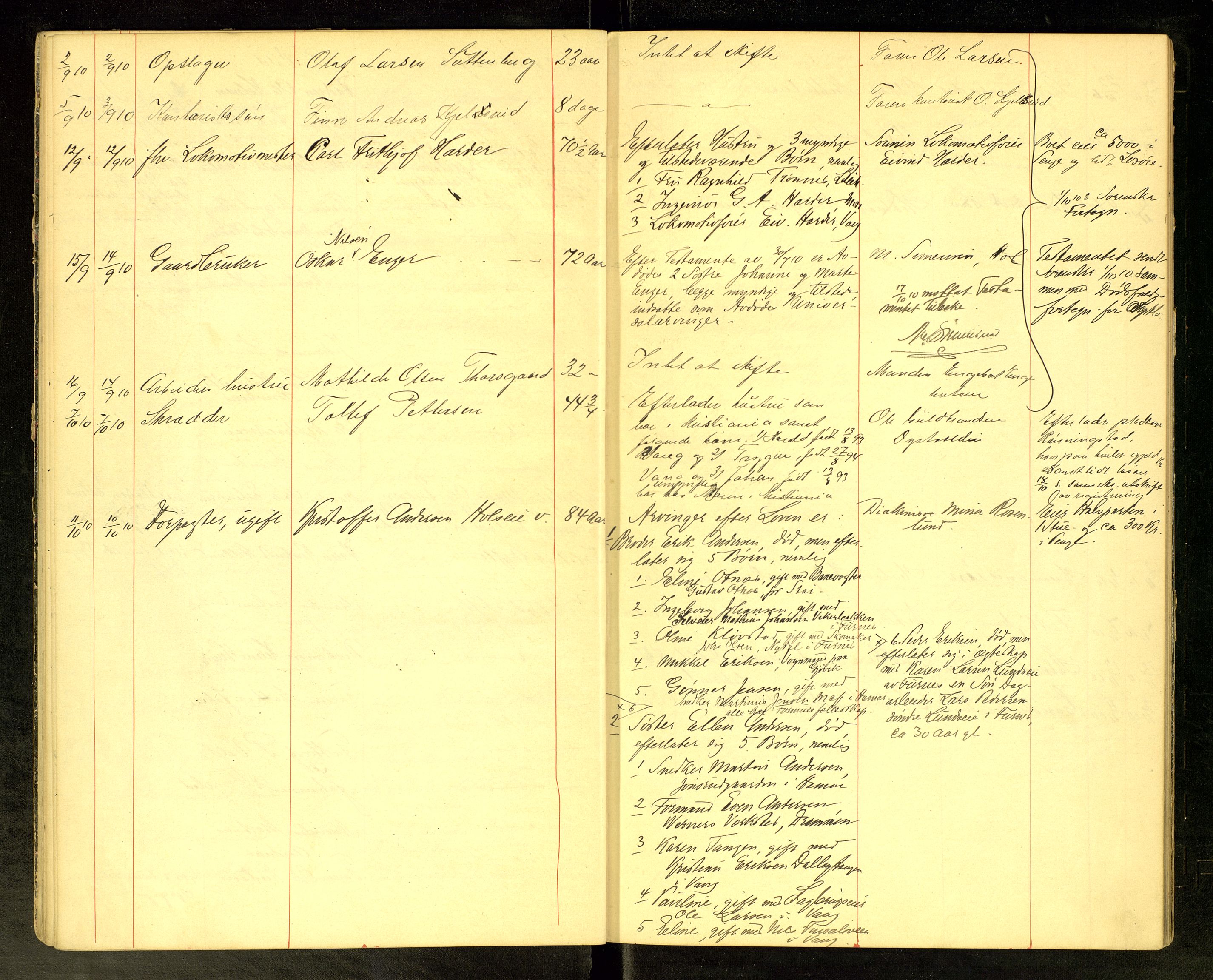 Vang, Hedmark, lensmannskontor, AV/SAH-LHV-018/H/Ha/L0006: Dødsfallsprotokoll, 1908-1915