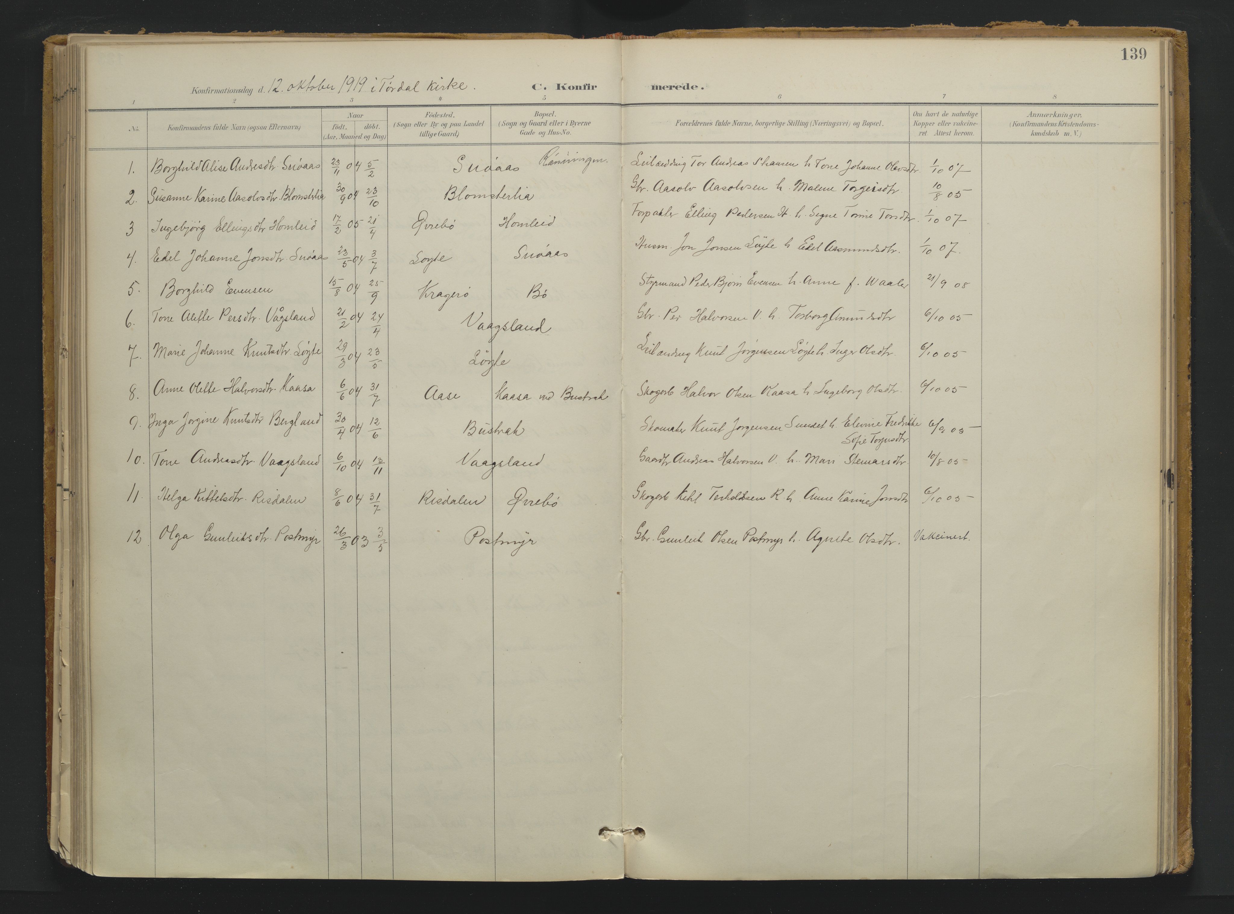 Drangedal kirkebøker, SAKO/A-258/F/Fa/L0013: Ministerialbok nr. 13, 1895-1919, s. 139