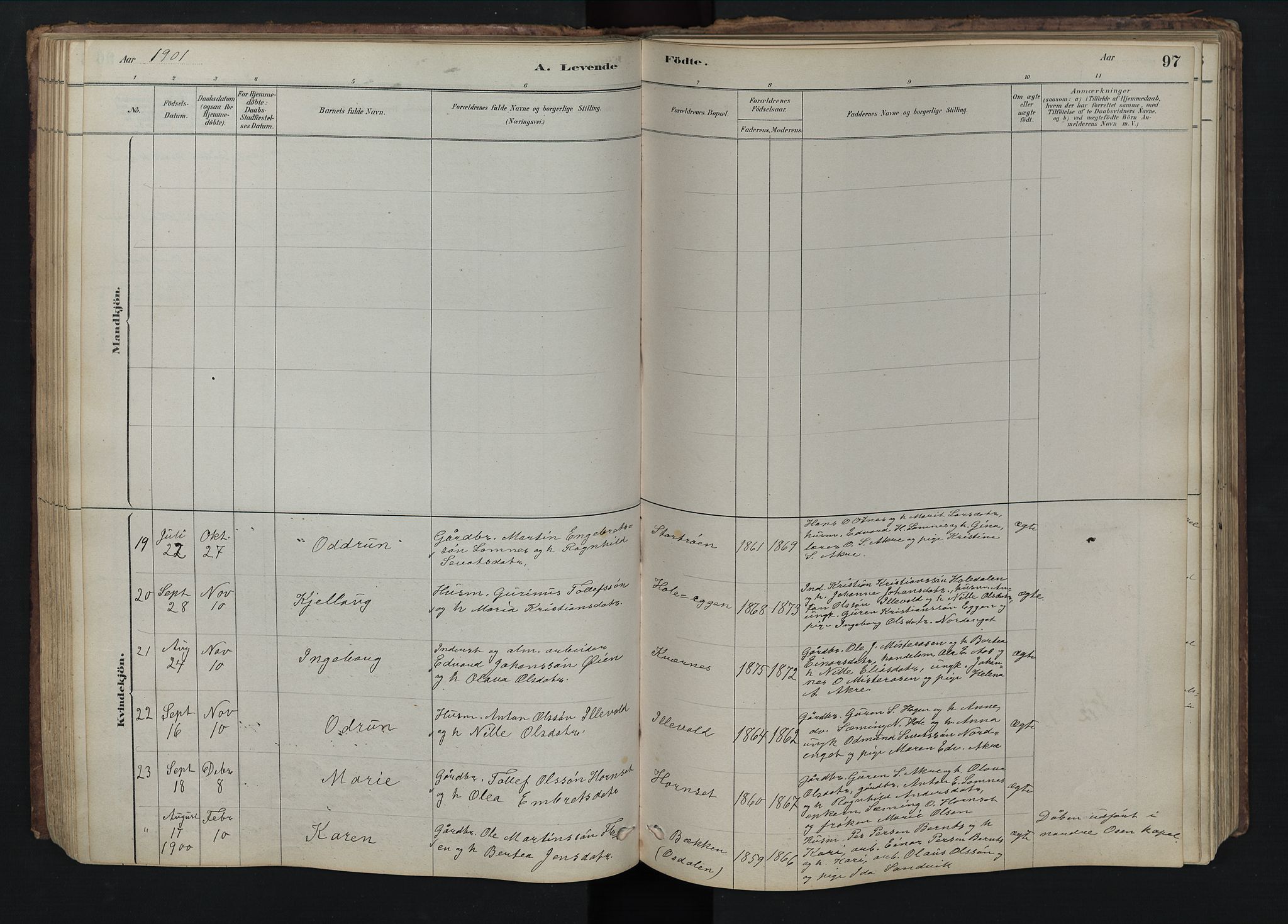 Rendalen prestekontor, SAH/PREST-054/H/Ha/Hab/L0009: Klokkerbok nr. 9, 1879-1902, s. 97