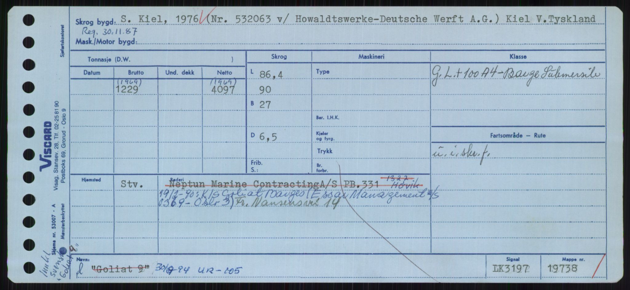 Sjøfartsdirektoratet med forløpere, Skipsmålingen, RA/S-1627/H/Hc/L0001: Lektere, A-Y, s. 605