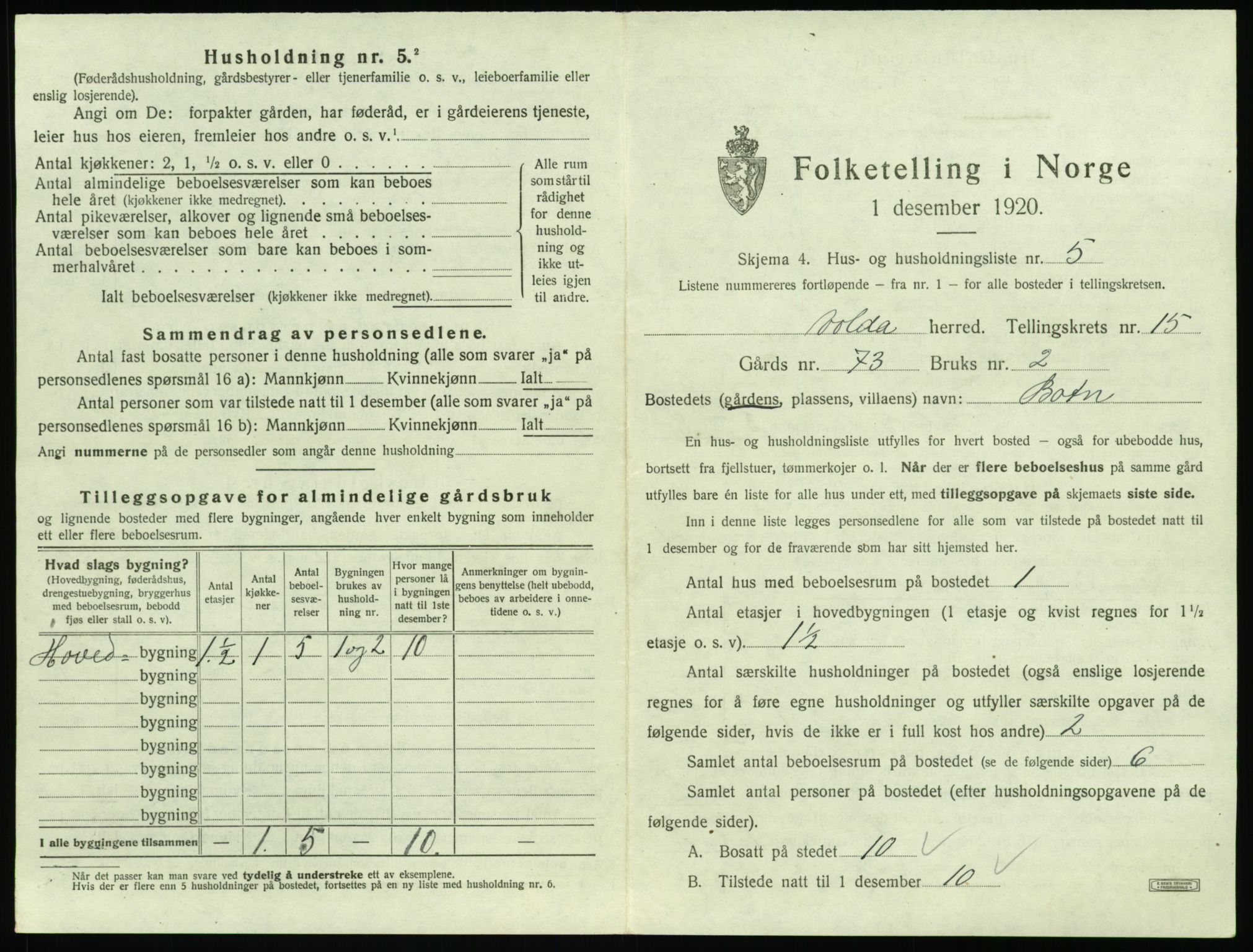 SAT, Folketelling 1920 for 1519 Volda herred, 1920, s. 1158