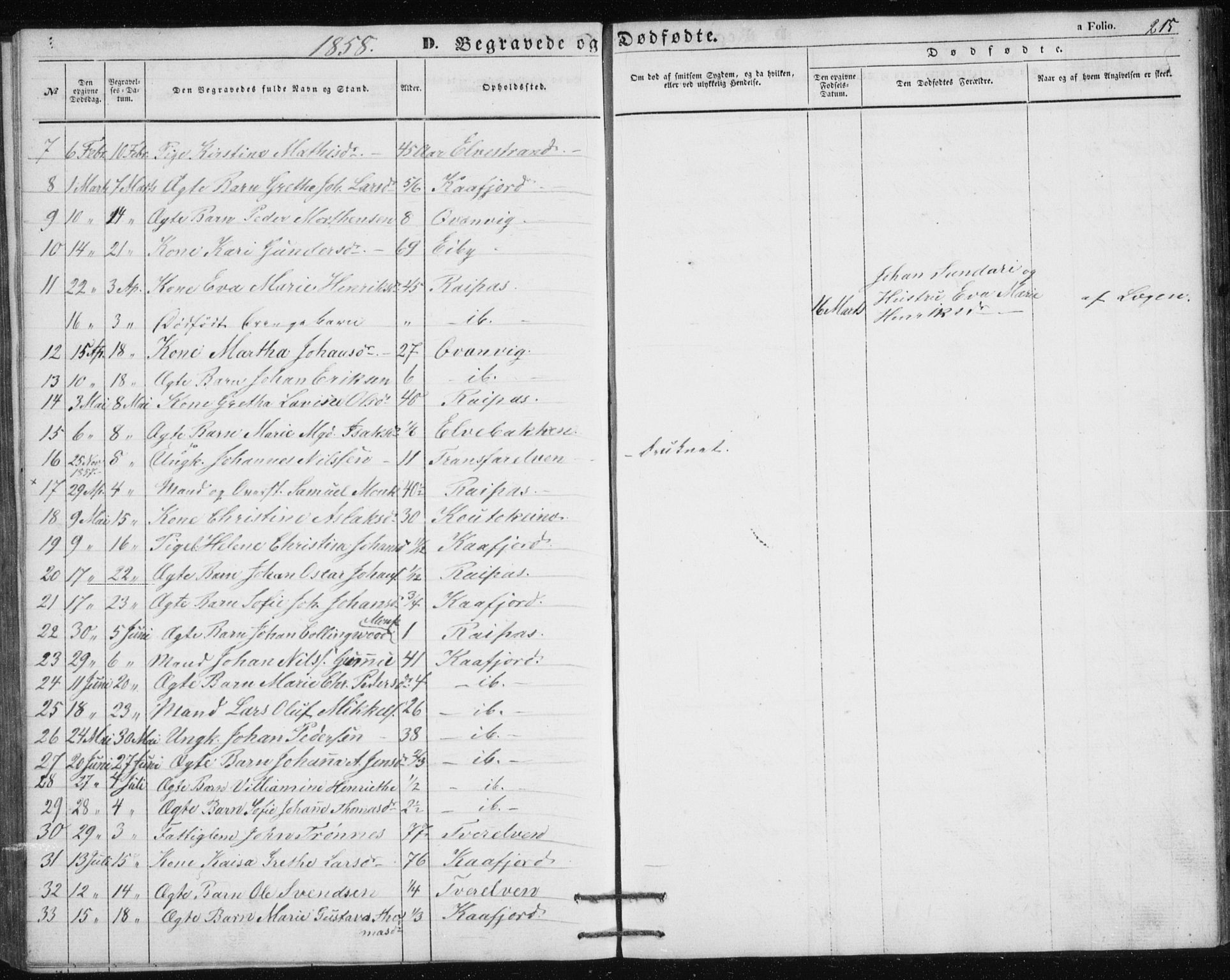 Alta sokneprestkontor, AV/SATØ-S-1338/H/Hb/L0002.klokk: Klokkerbok nr. 2, 1856-1880, s. 215