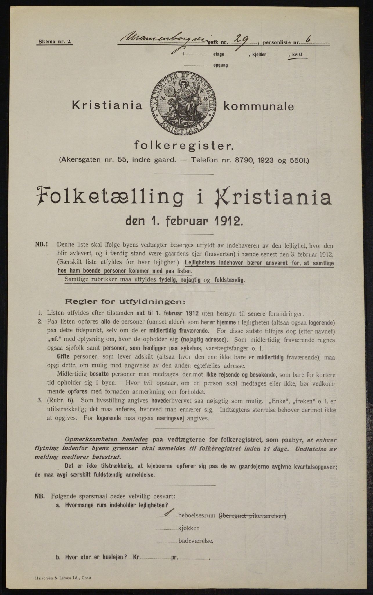 OBA, Kommunal folketelling 1.2.1912 for Kristiania, 1912, s. 120539