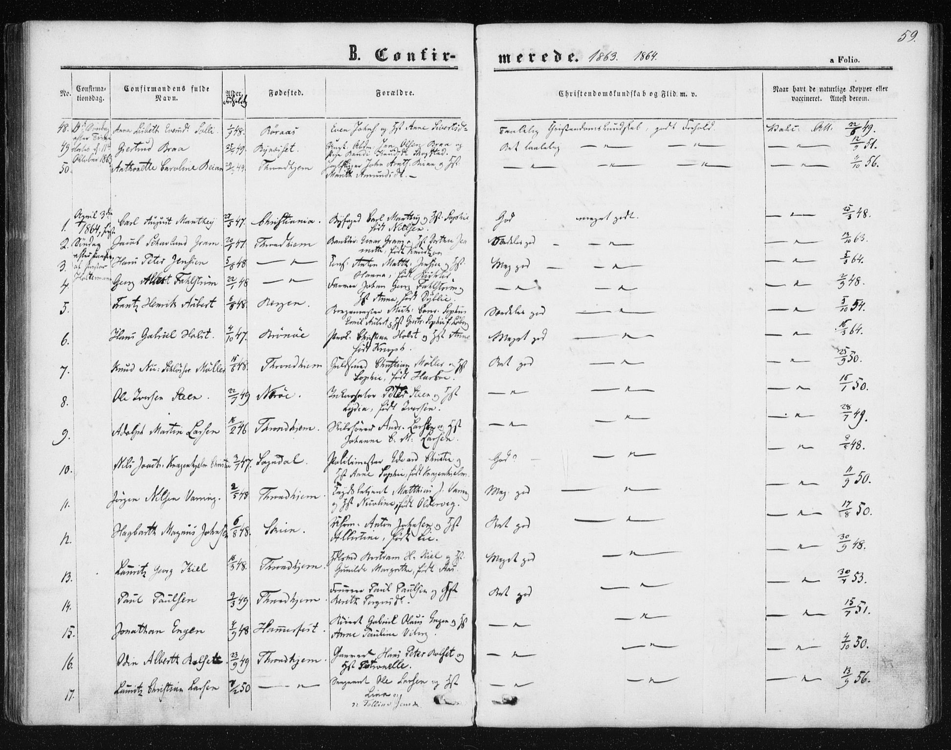 Ministerialprotokoller, klokkerbøker og fødselsregistre - Sør-Trøndelag, SAT/A-1456/602/L0114: Ministerialbok nr. 602A12, 1856-1872, s. 59