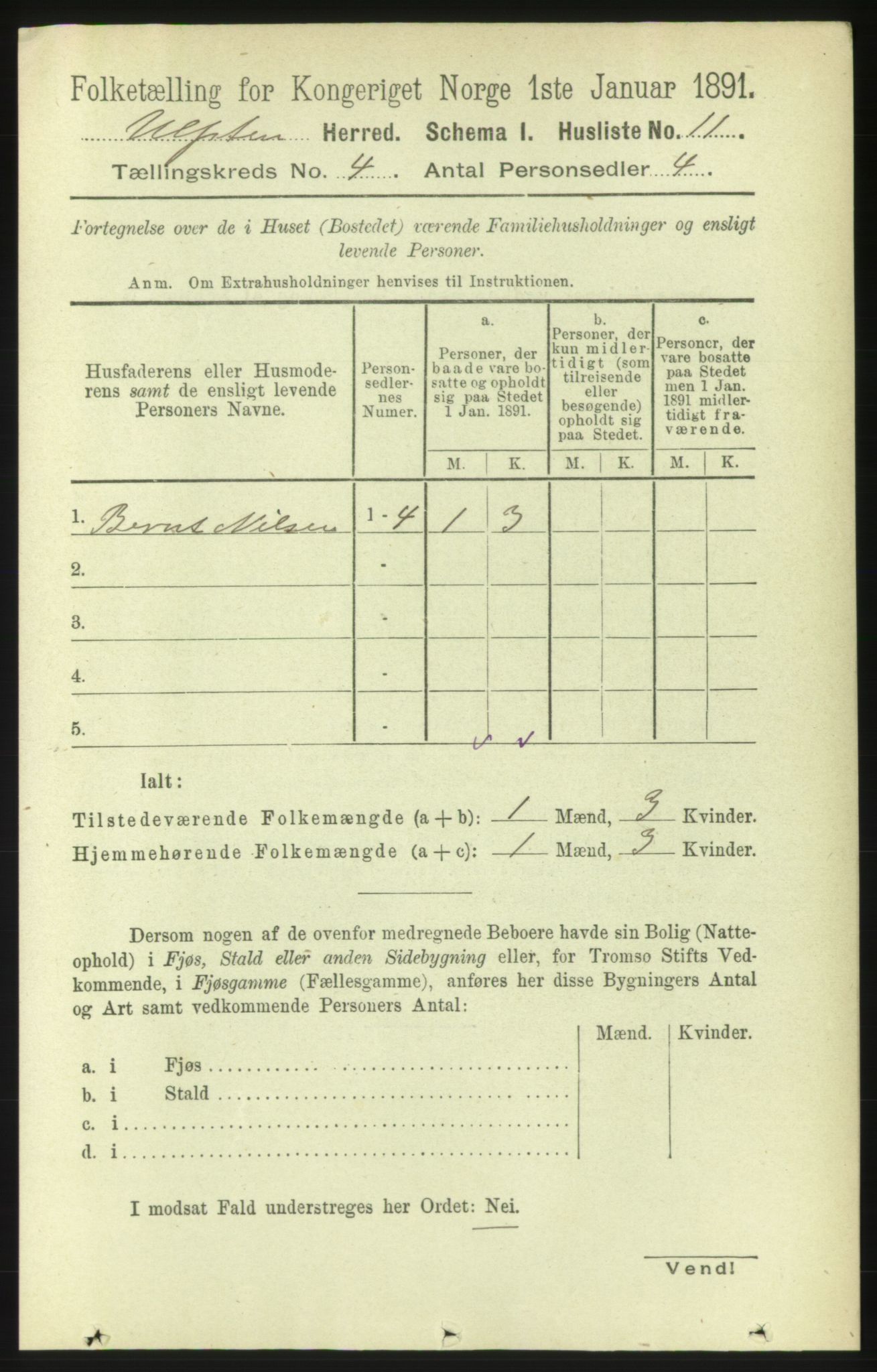 RA, Folketelling 1891 for 1516 Ulstein herred, 1891, s. 991