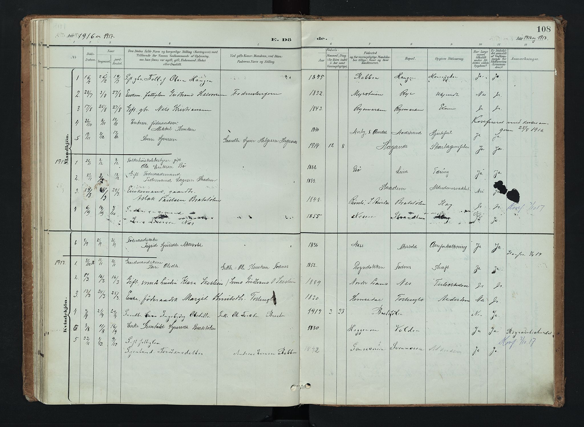 Nord-Aurdal prestekontor, AV/SAH-PREST-132/H/Ha/Haa/L0016: Ministerialbok nr. 16, 1897-1925, s. 108