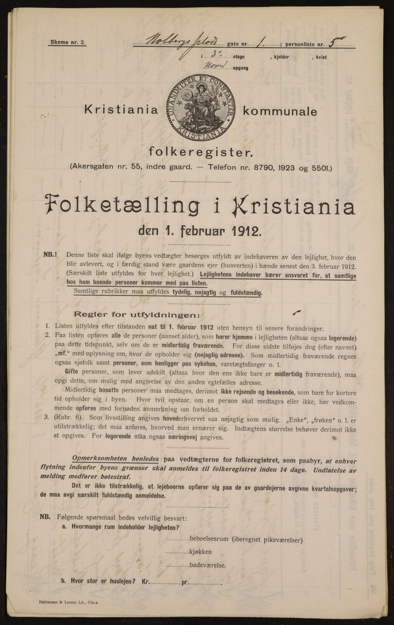 OBA, Kommunal folketelling 1.2.1912 for Kristiania, 1912, s. 40932