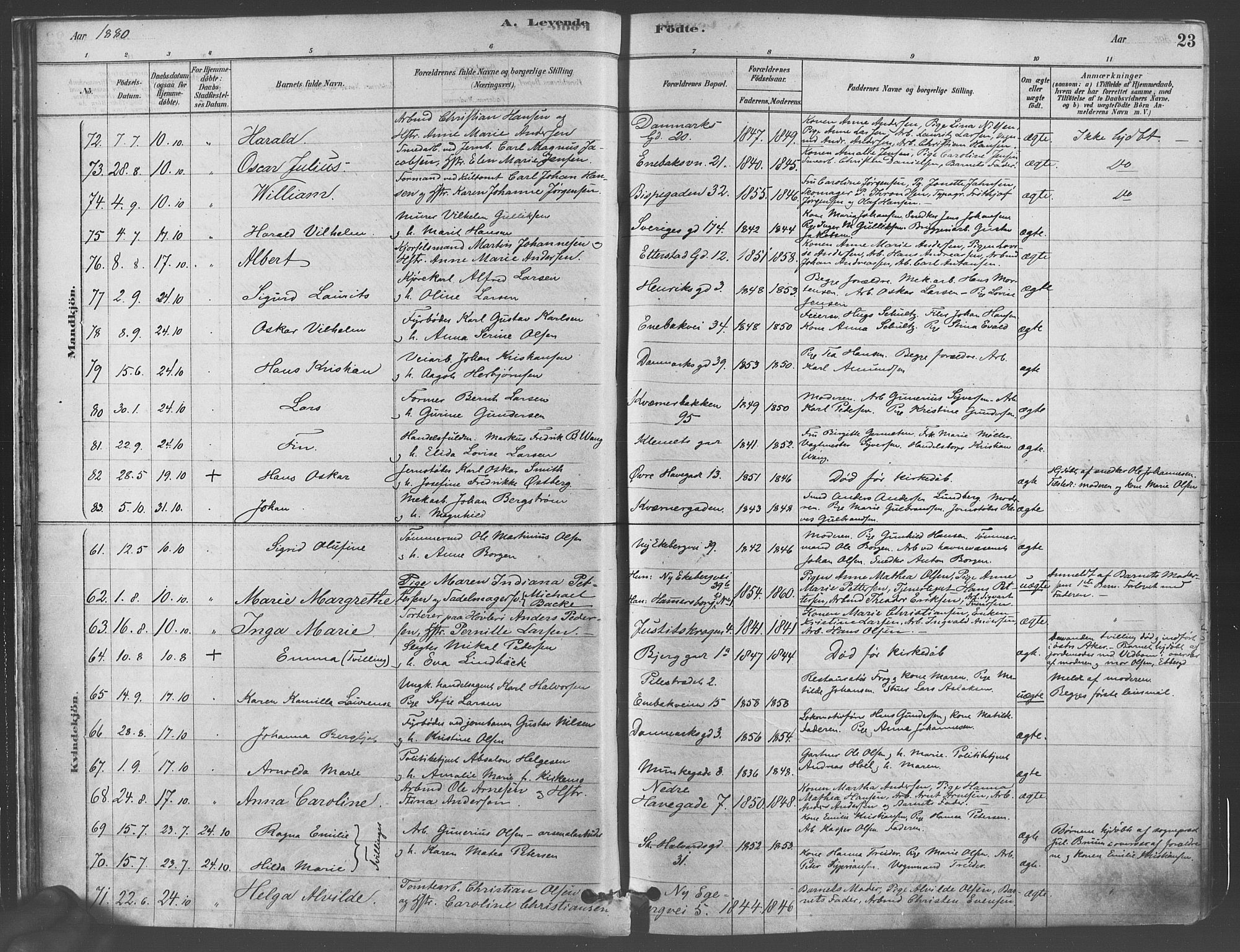 Gamlebyen prestekontor Kirkebøker, AV/SAO-A-10884/F/Fa/L0005: Ministerialbok nr. 5, 1878-1889, s. 23