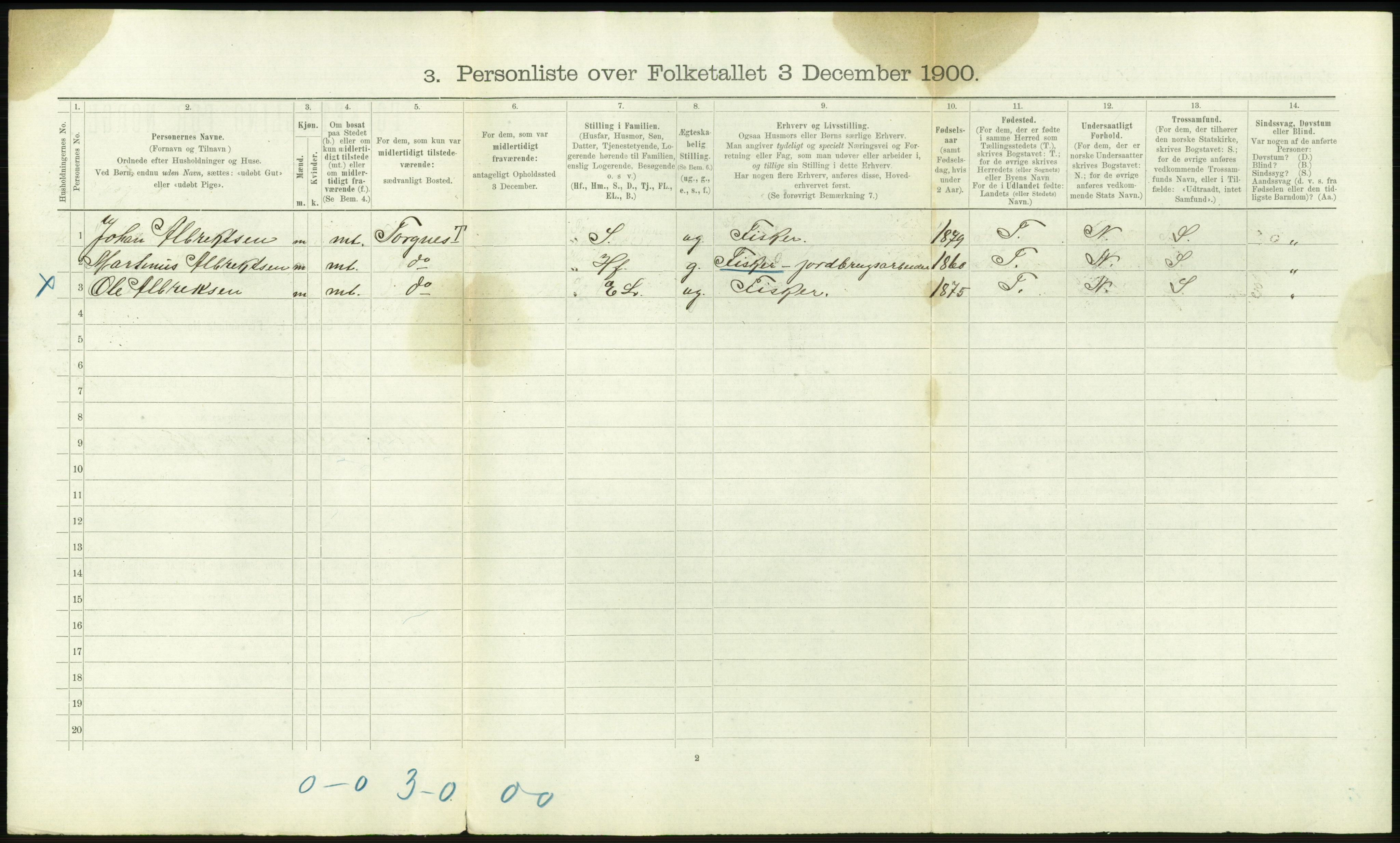 RA, Folketelling 1900 - skipslister med personlister for skip i norske havner, utenlandske havner og til havs, 1900, s. 2930