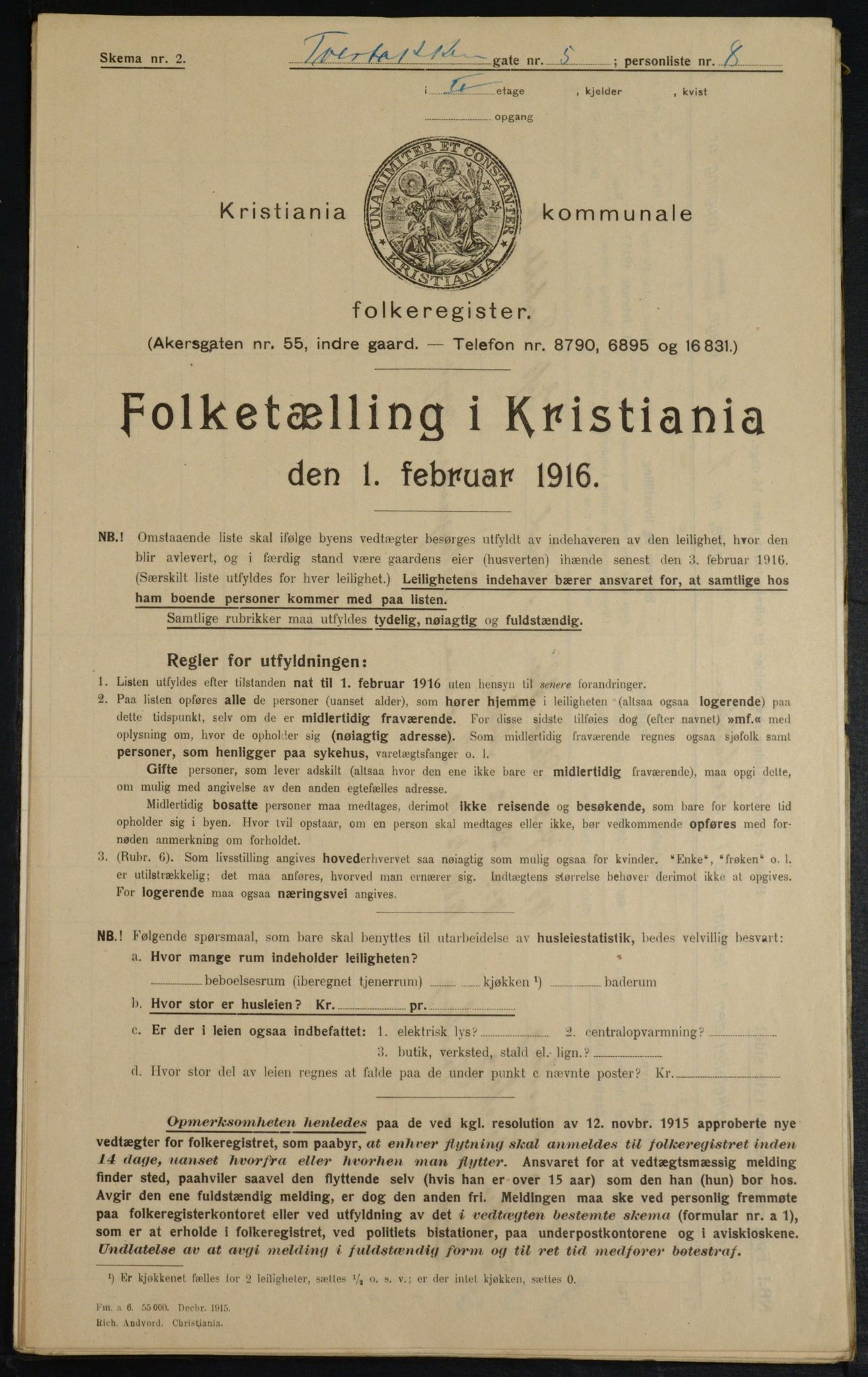 OBA, Kommunal folketelling 1.2.1916 for Kristiania, 1916, s. 120559