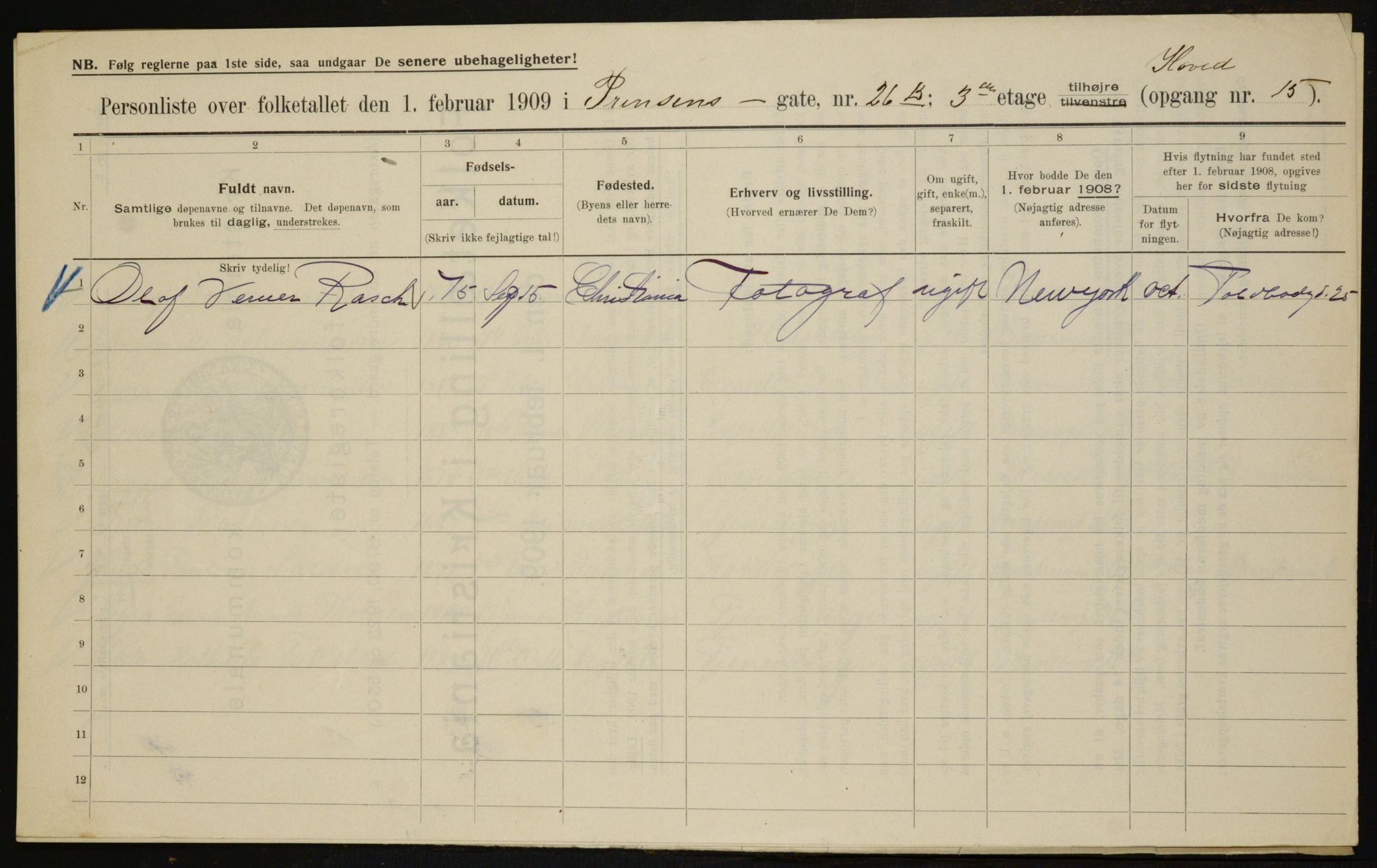 OBA, Kommunal folketelling 1.2.1909 for Kristiania kjøpstad, 1909, s. 73693