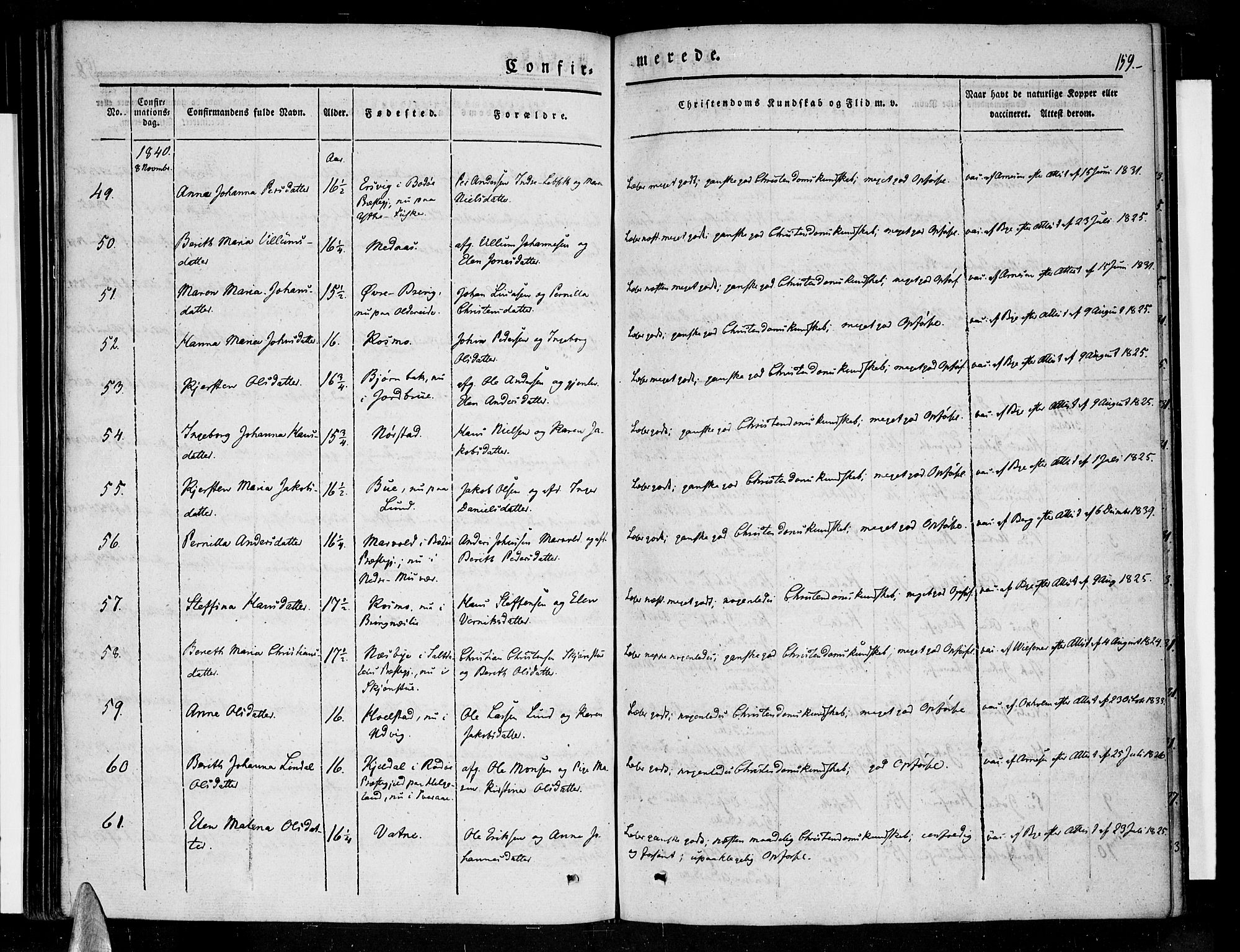 Ministerialprotokoller, klokkerbøker og fødselsregistre - Nordland, AV/SAT-A-1459/852/L0737: Ministerialbok nr. 852A07, 1833-1849, s. 159
