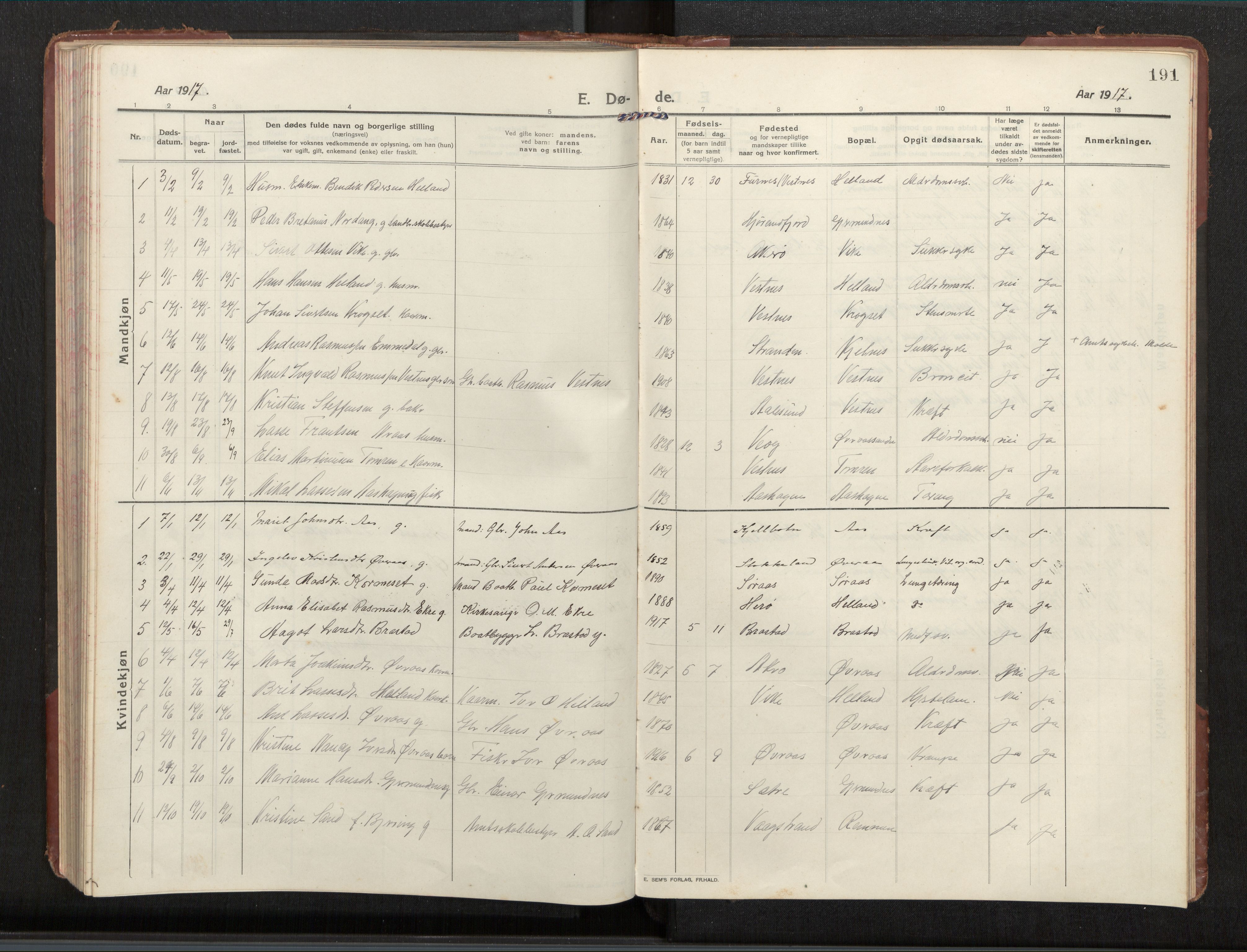 Ministerialprotokoller, klokkerbøker og fødselsregistre - Møre og Romsdal, AV/SAT-A-1454/539/L0536a: Klokkerbok nr. 539C03, 1912-1936, s. 191