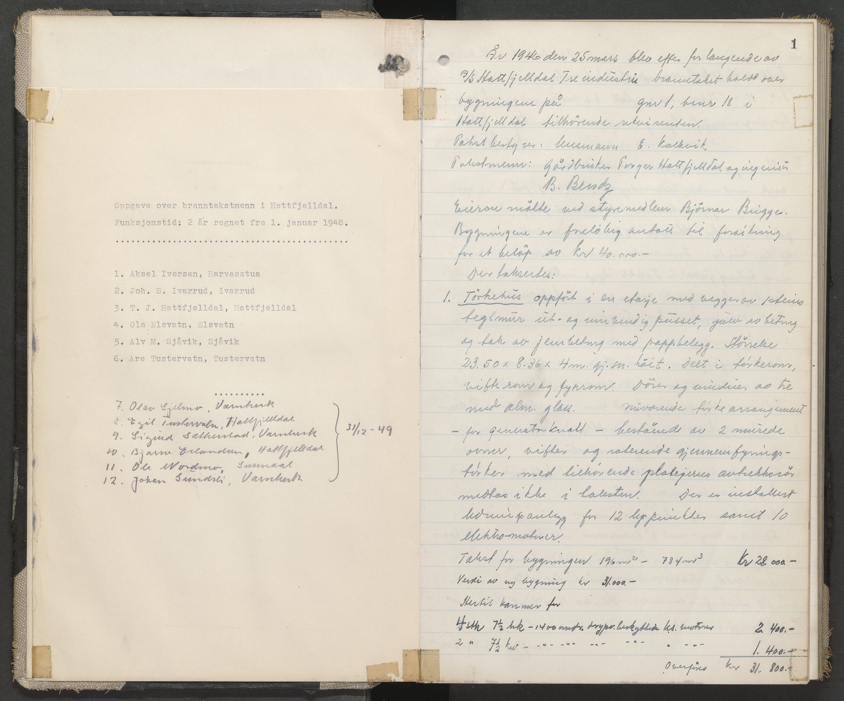 Grane og Hattfjelldal lensmannskontor, AV/SAT-A-5688/3/Oa/L0007: Branntakstprotokoll, 1946-1950