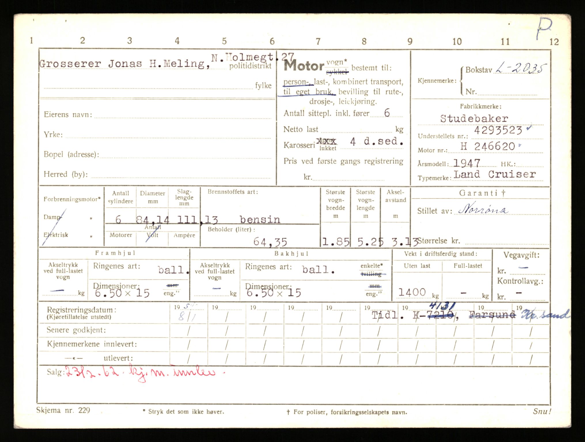 Stavanger trafikkstasjon, AV/SAST-A-101942/0/F/L0006: L-1700 - L-2149, 1930-1971, s. 1439