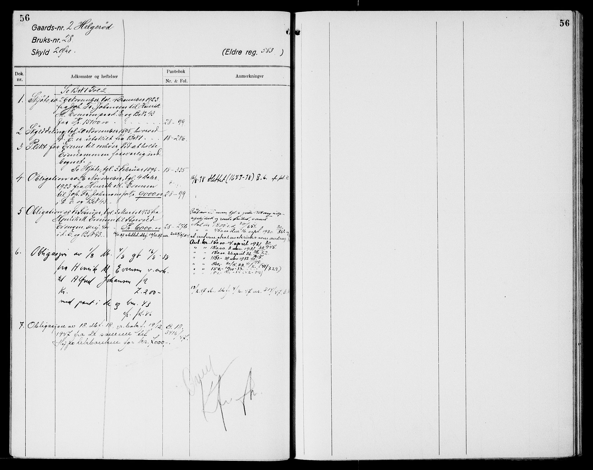 Moss sorenskriveri, SAO/A-10168: Panteregister nr. XI 2, 1836-1960, s. 56