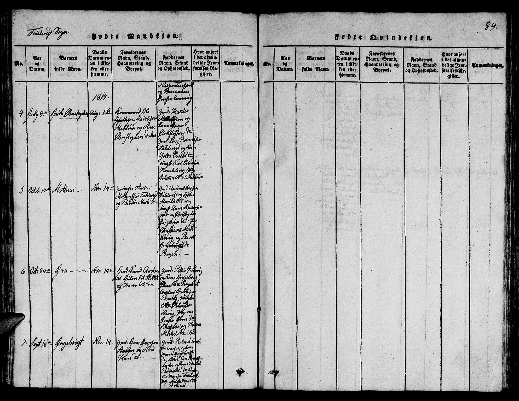 Ministerialprotokoller, klokkerbøker og fødselsregistre - Nord-Trøndelag, AV/SAT-A-1458/780/L0648: Klokkerbok nr. 780C01 /3, 1815-1877, s. 89