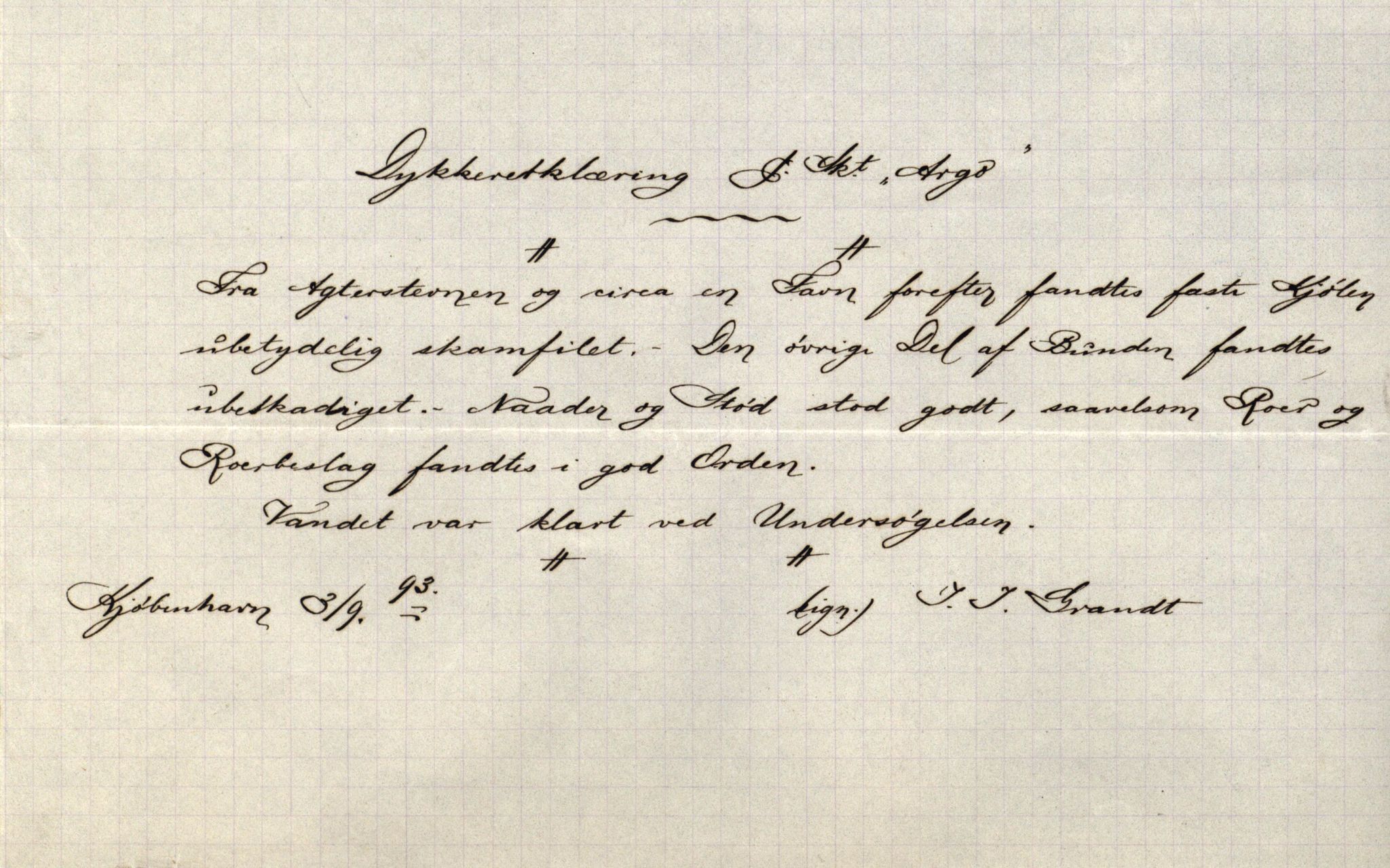 Pa 63 - Østlandske skibsassuranceforening, VEMU/A-1079/G/Ga/L0029/0008: Havaridokumenter / Broderfolket, Amthill, Argo, Axel, 1893, s. 16